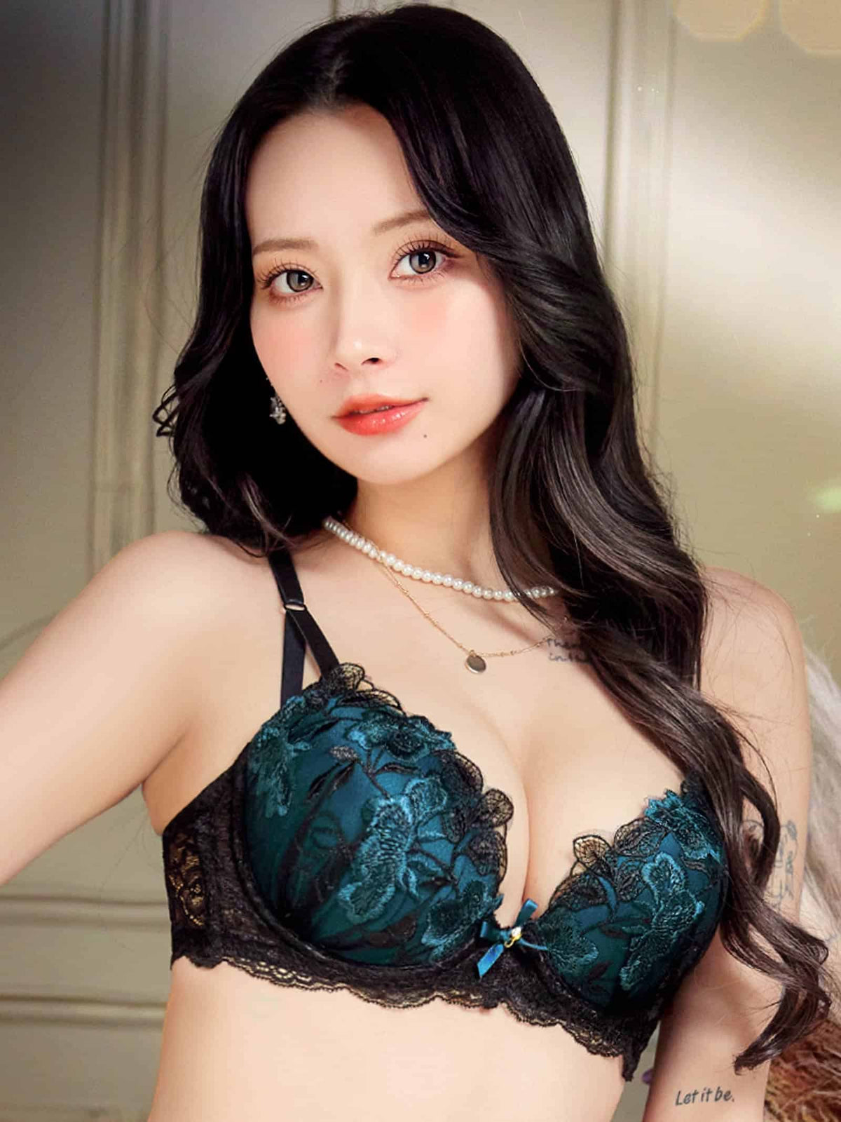 2/14再販!ダスティブルームエンブロイダリー育乳脇高ブラジャー&バック透けフルバックショーツ - 【公式】247Lingerie