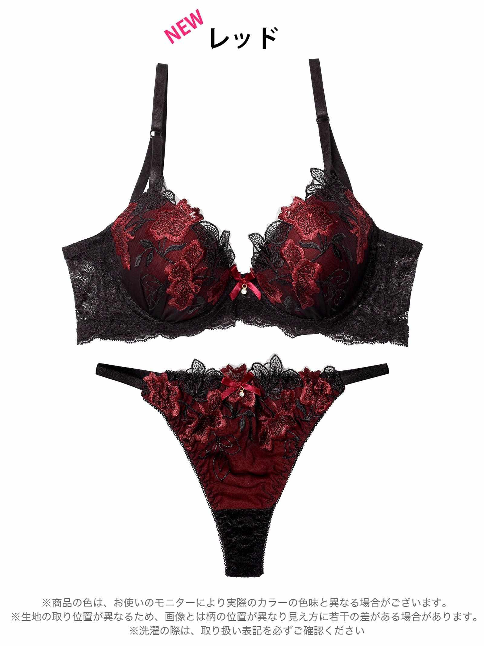2/14再販!ダスティブルームエンブロイダリー育乳脇高ブラジャー&バック透けTバックショーツ - 【公式】247Lingerie
