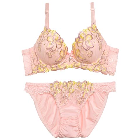 グロリアスパステルフルーリ育乳脇高ブラジャー&フルバックショーツ