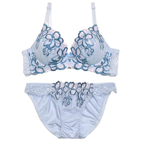 グロリアスパステルフルーリ育乳脇高ブラジャー&フルバックショーツ