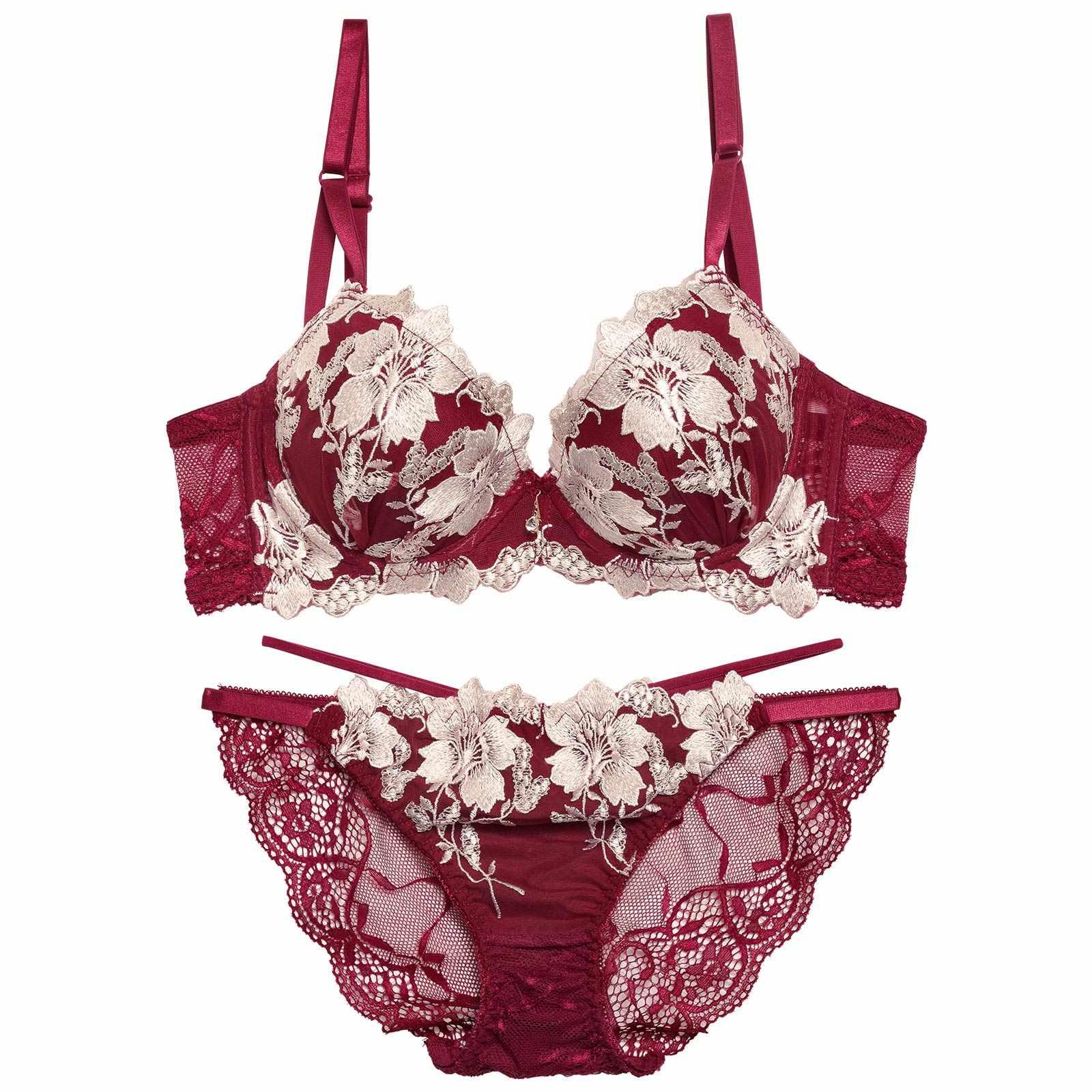 【EFサイズ】グラジオラスflowerレース育乳脇高ブラジャー&バック透けフルバックショーツ - 【公式】247Lingerie