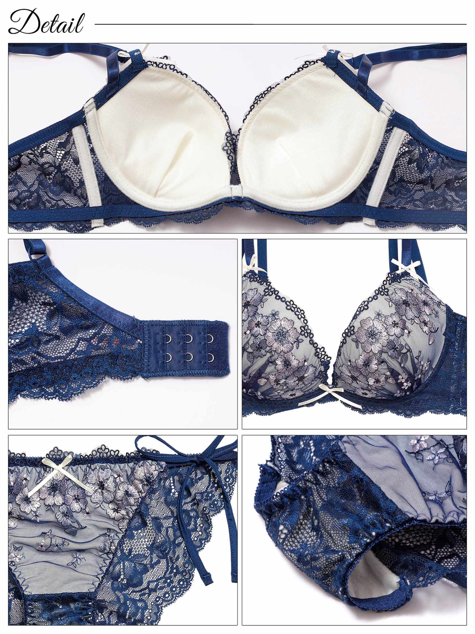 1/8再販!ダスティジュエルフラワー育乳脇高ブラジャー&サイド紐バック透けフルバックショーツ - 【公式】247Lingerie