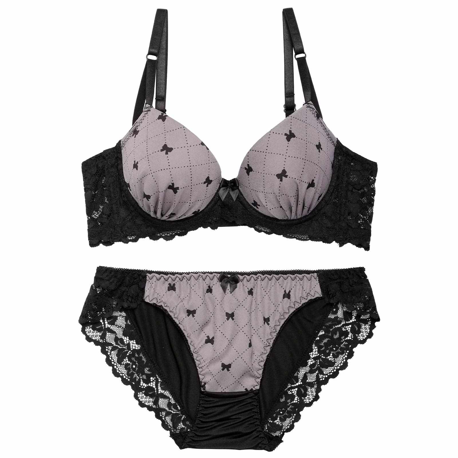 チャーミングプチリボン育乳脇高ブラジャー&フルバックショーツ