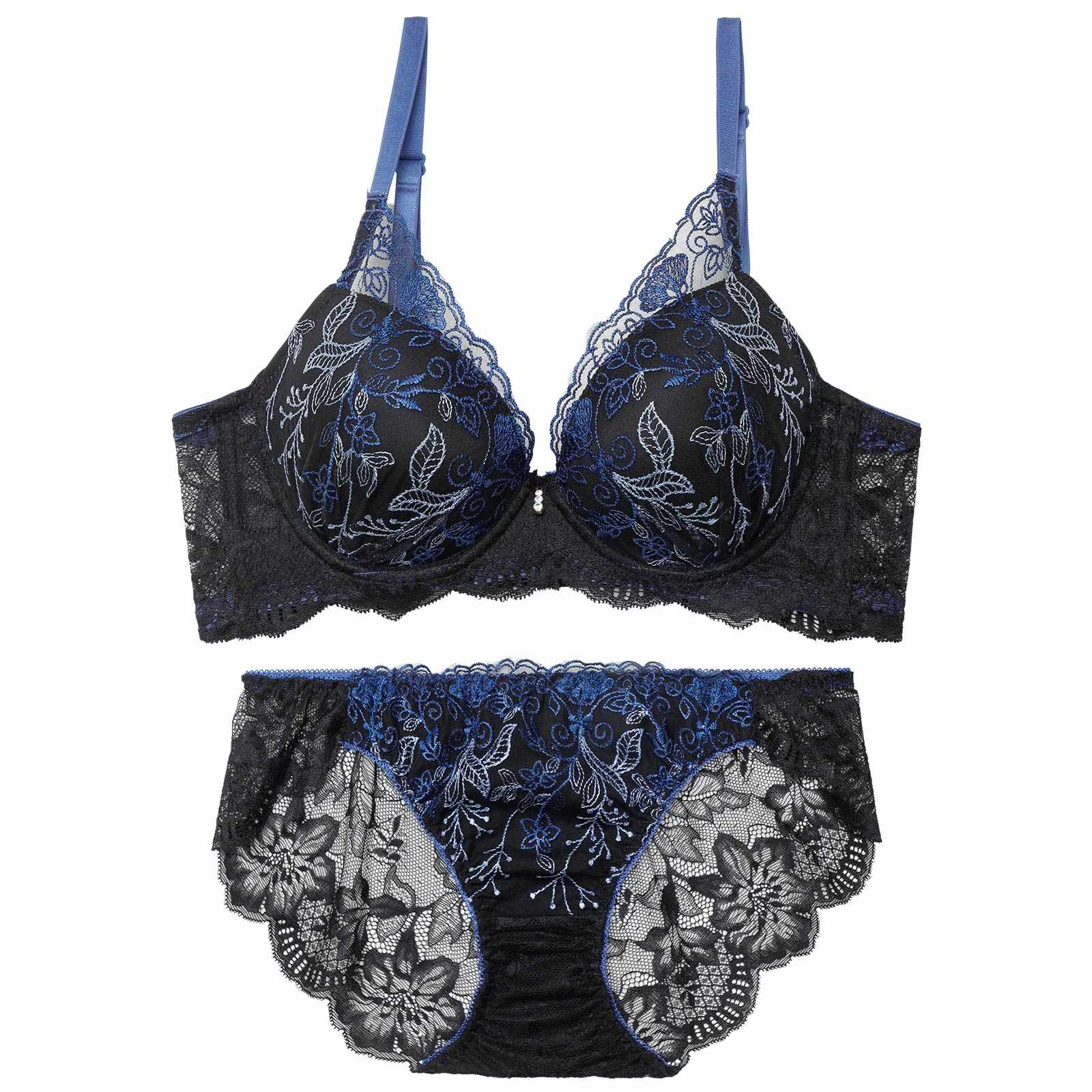 【三上悠亜着用】ビビットボタニカルフラワー育乳脇高ブラジャー&バック透けフルバックショーツ