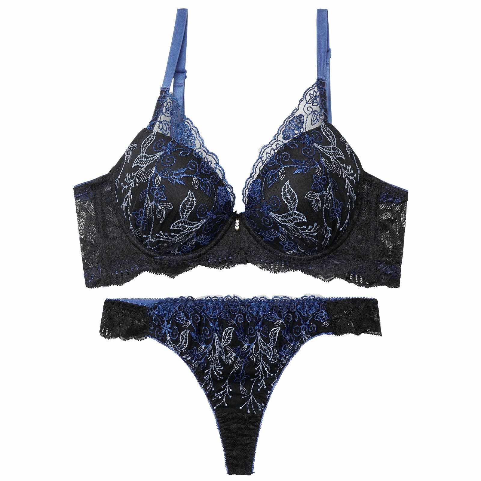 【三上悠亜着用】【EFサイズ】ビビットボタニカルフラワー育乳脇高ブラジャー&バック透けTバックショーツ