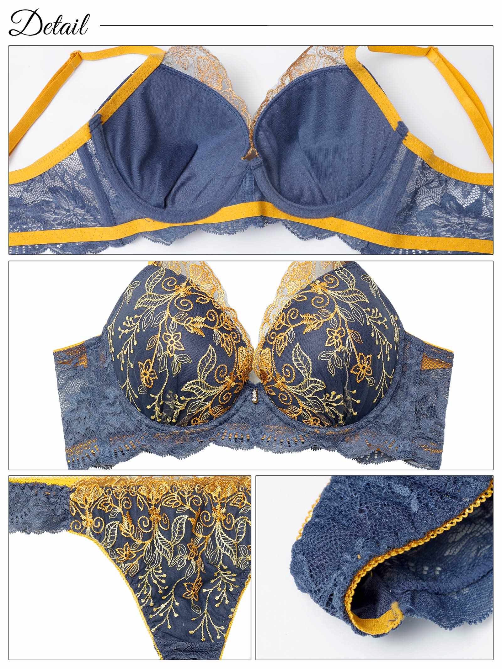 1/22新作!【EFサイズ】ビビットボタニカルフラワー育乳脇高ブラジャー&バック透けTバックショーツ