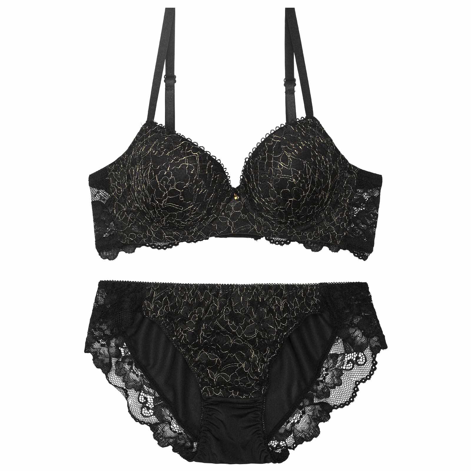 レーシィスパークルフラワー育乳脇高ブラジャー&フルバックショーツ