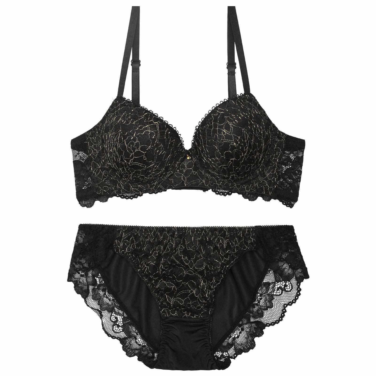 レーシィスパークルフラワー育乳脇高ブラジャー&フルバックショーツ - 【公式】247Lingerie
