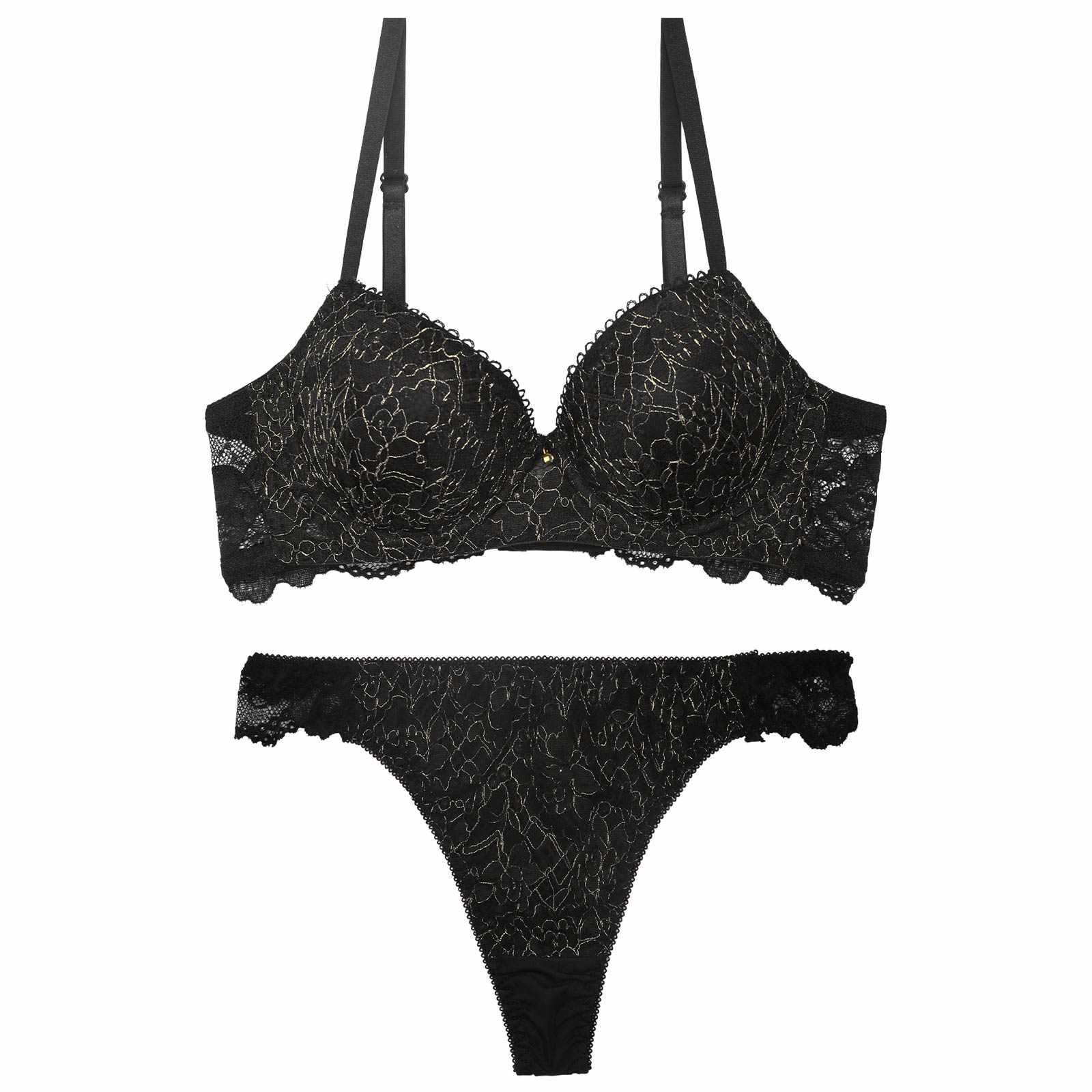 レーシィスパークルフラワー育乳脇高ブラジャー&Tバックショーツ