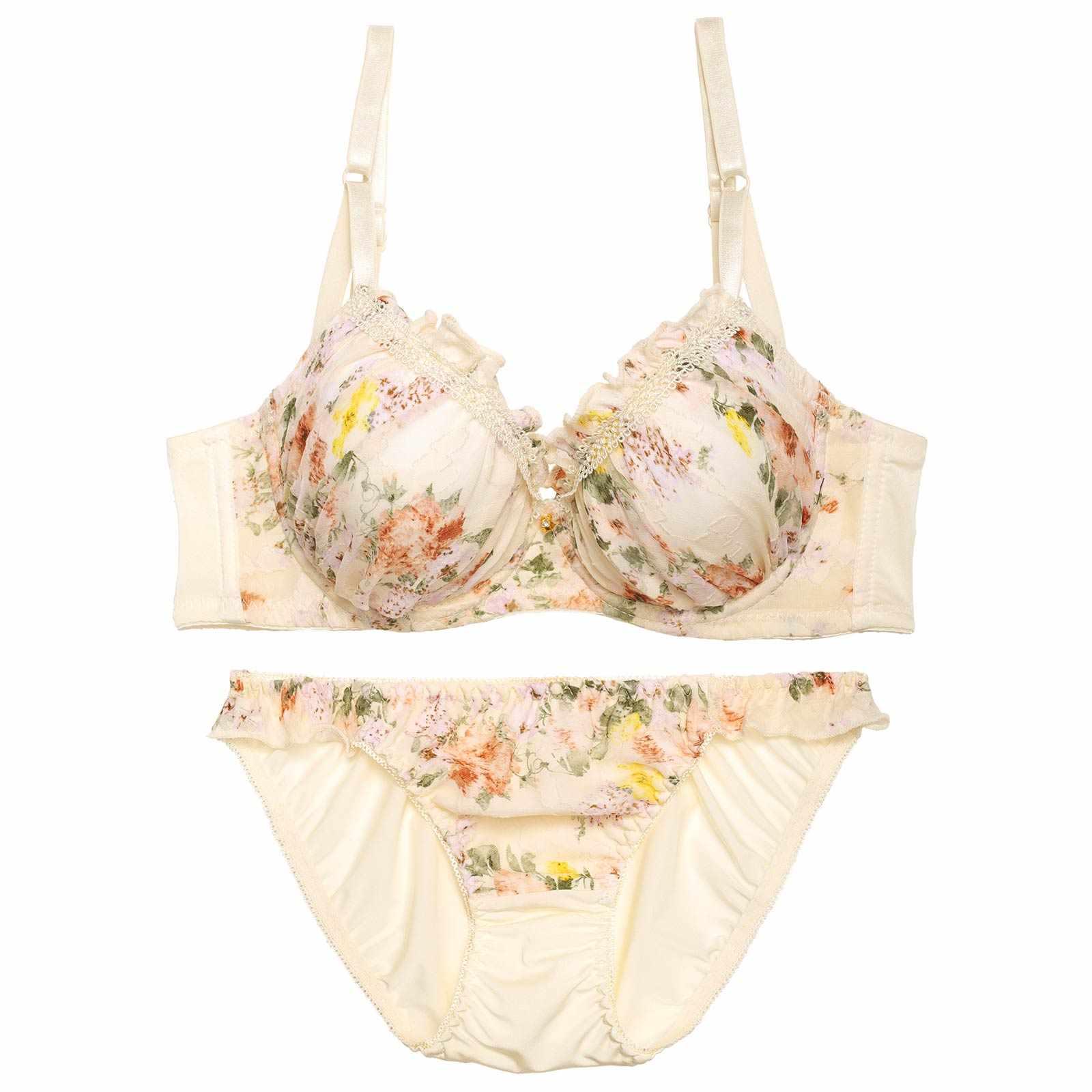 ブライトフルールガーデン育乳脇高ブラジャー&フルバックショーツ - 【公式】247Lingerie