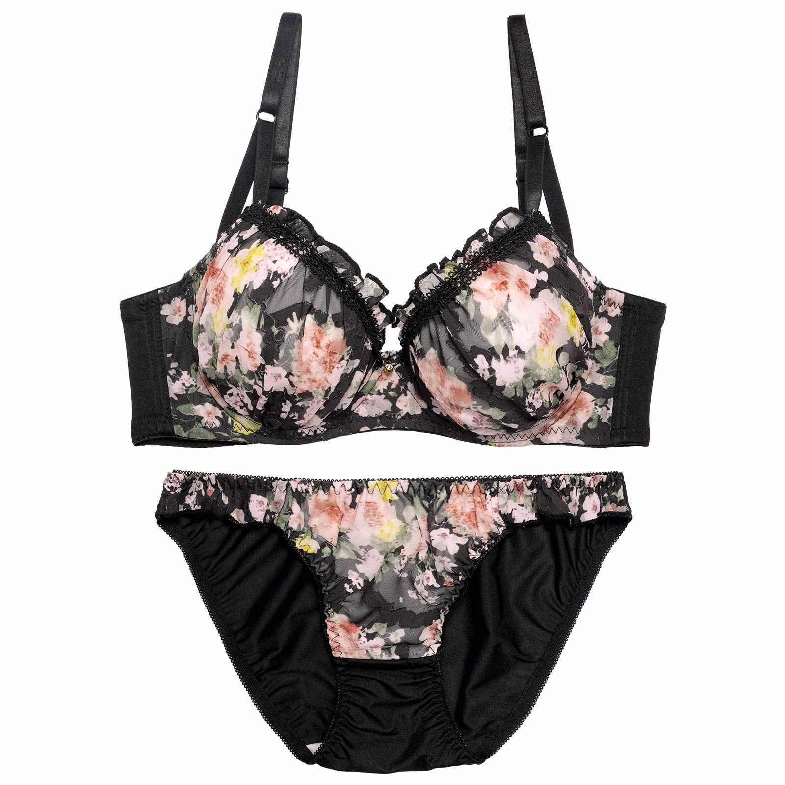 ブライトフルールガーデン育乳脇高ブラジャー&フルバックショーツ - 【公式】247Lingerie