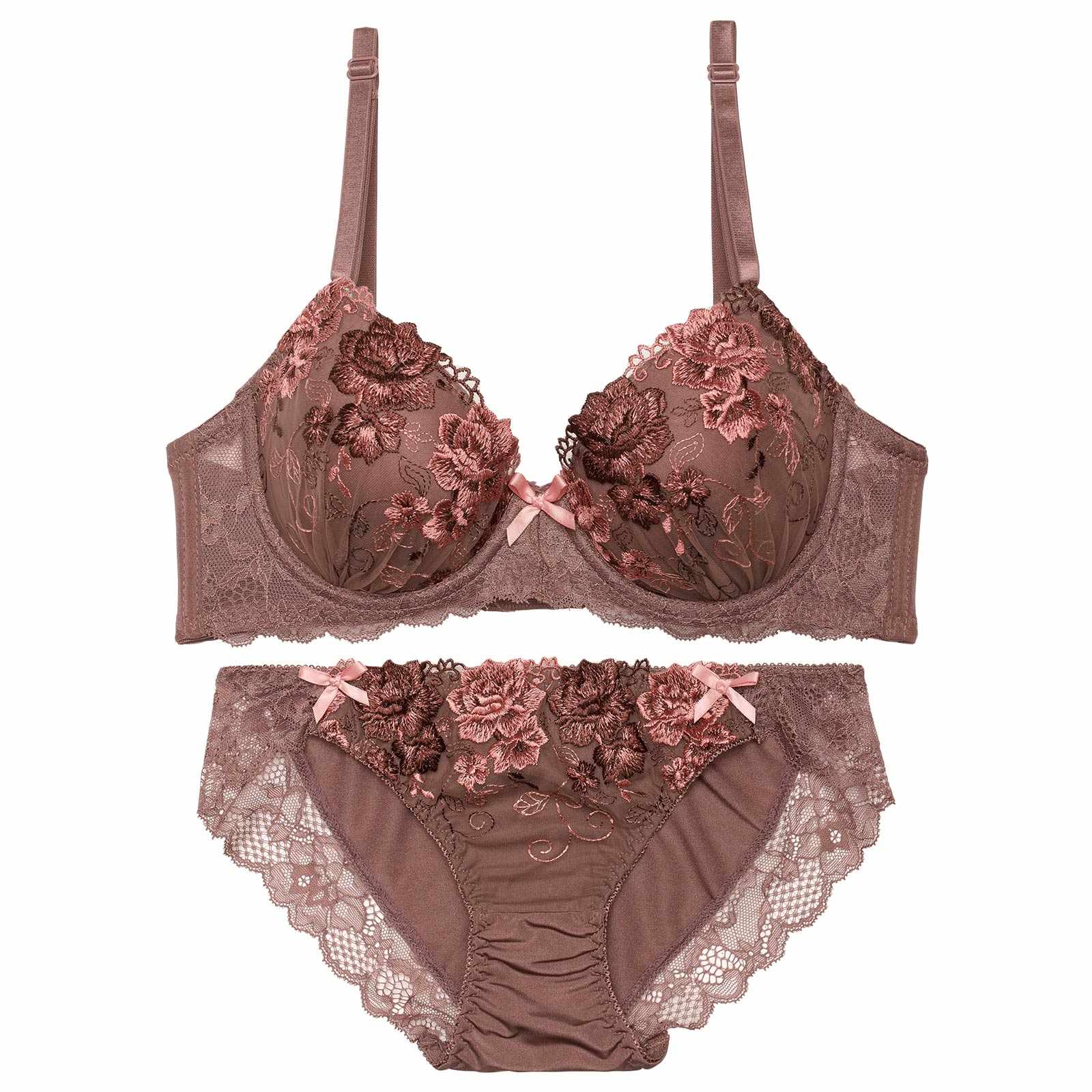 【三上悠亜着用】クラシックローズエンブロイダリーブラジャー&フルバックショーツ