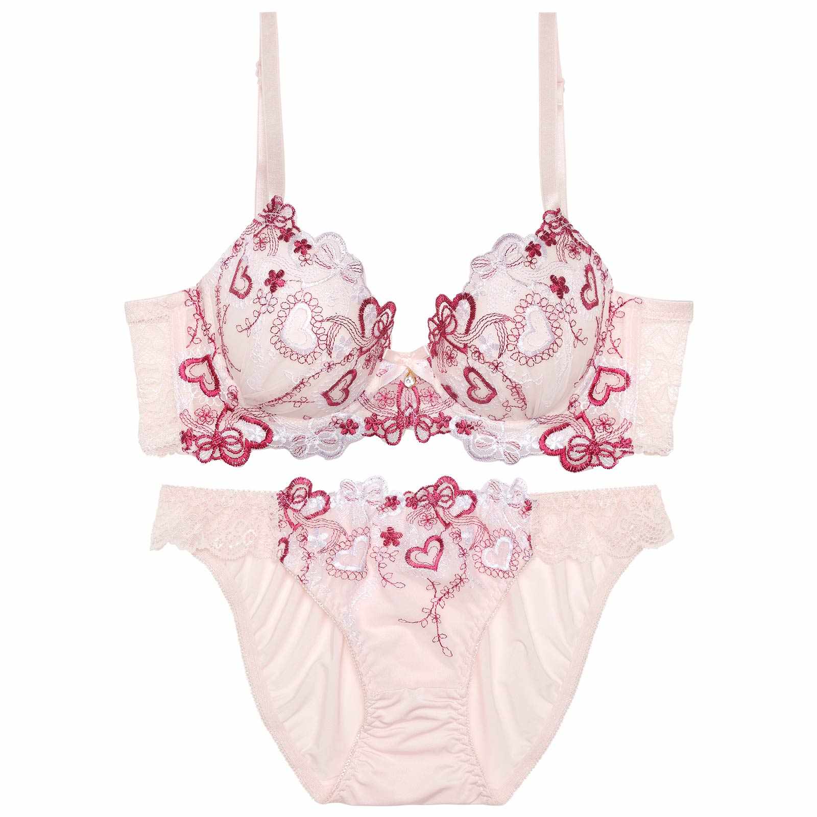 4/16再販!スイートロマンティックハート育乳脇高ブラジャー&フルバックショーツ