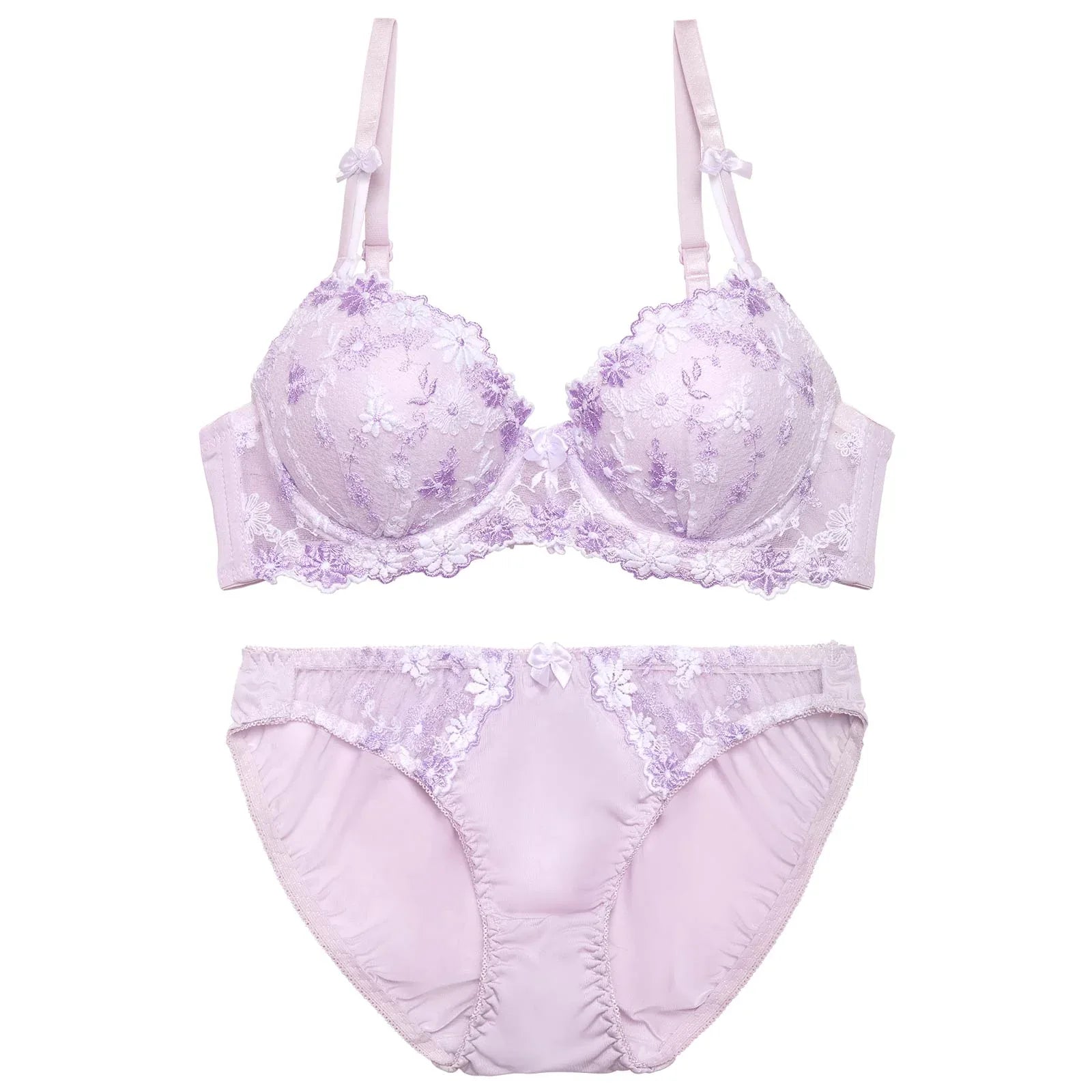 パステルフェミニンマーガレットブラジャー&フルバックショーツ - 【公式】247Lingerie