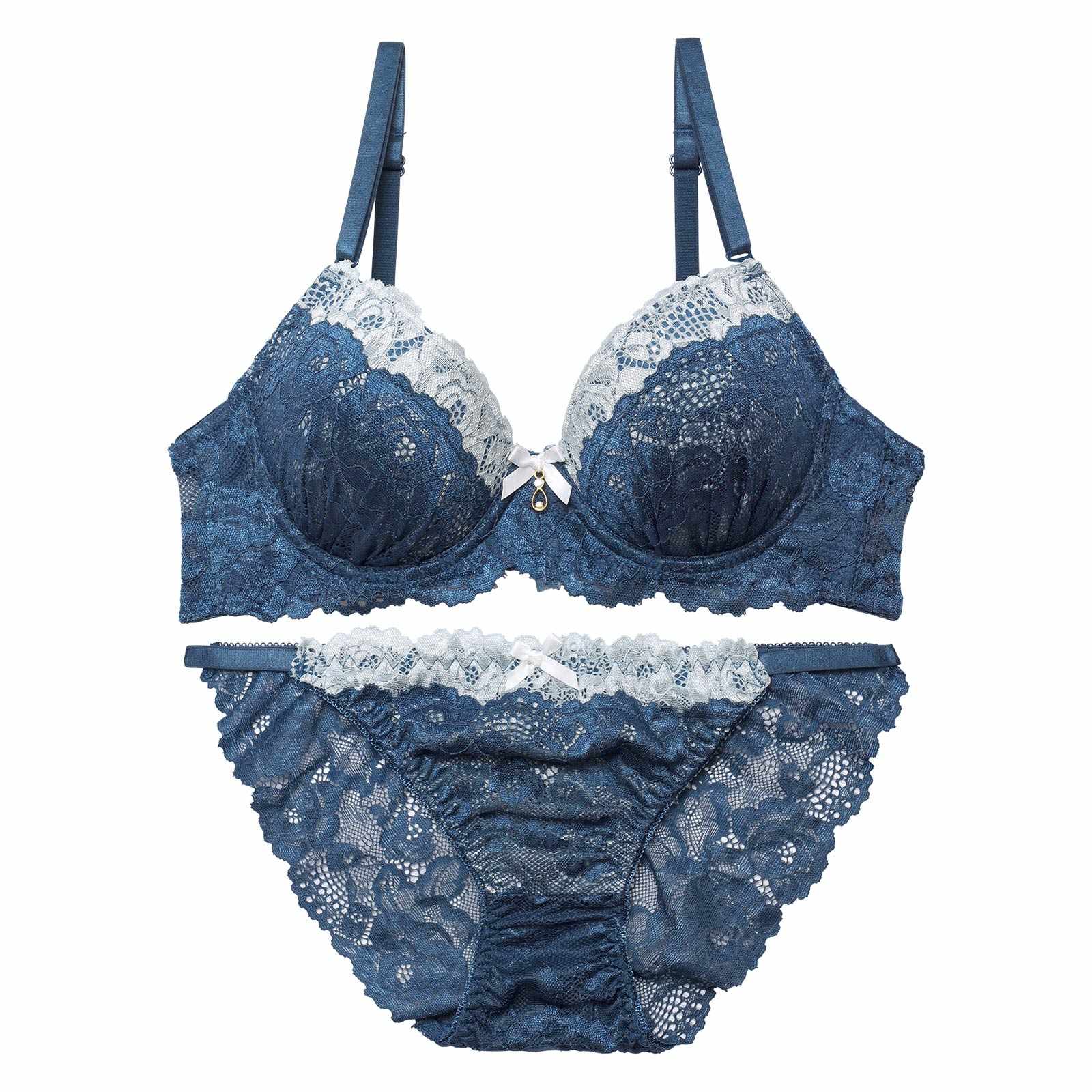 クラシックディープレーシィブラジャー&バック透けフルバックショーツ