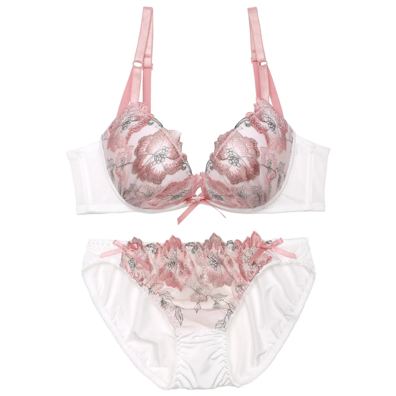 ブリリアントフェミニンフルール育乳脇高ブラジャー&フルバックショーツ - 【公式】247Lingerie