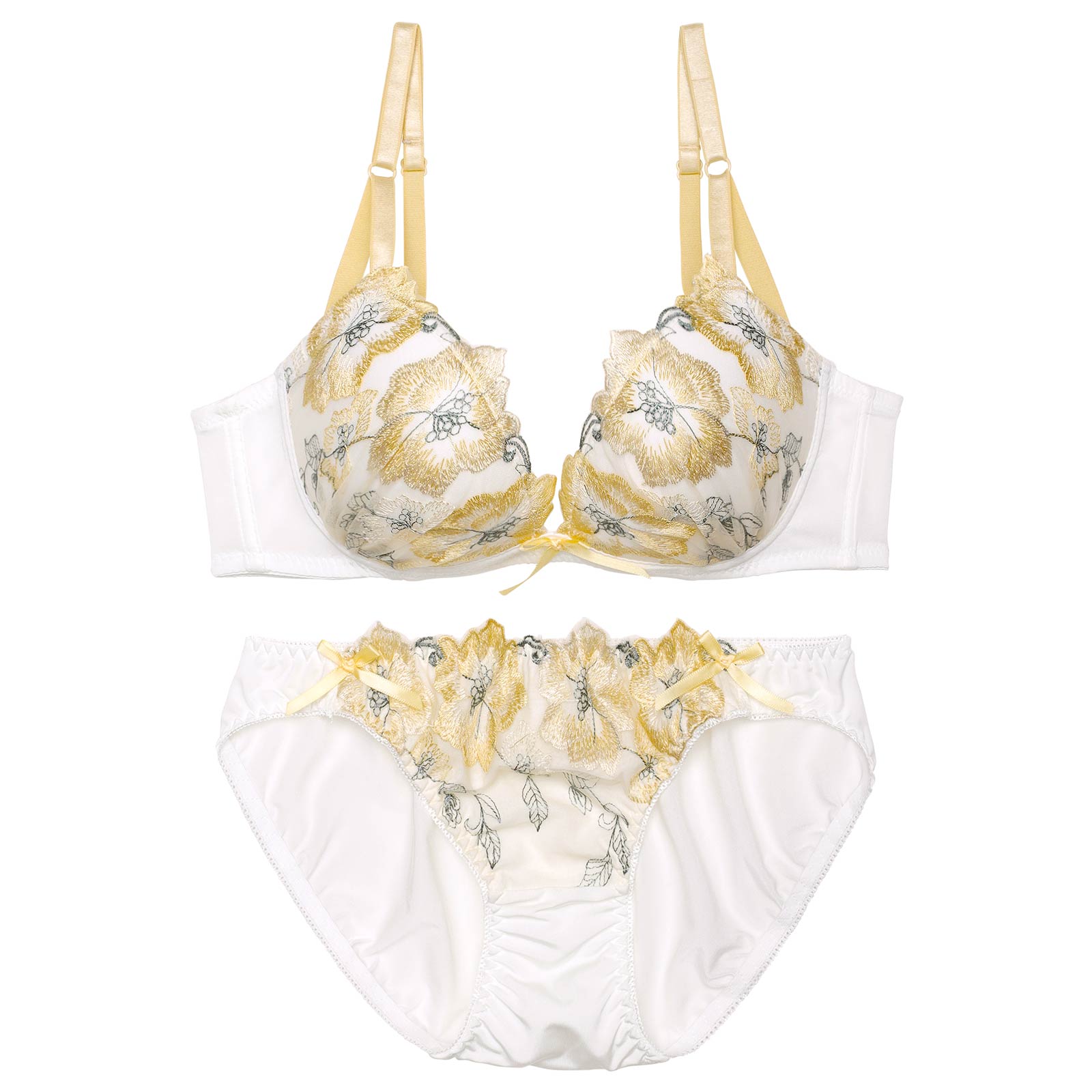ブリリアントフェミニンフルール育乳脇高ブラジャー&フルバックショーツ