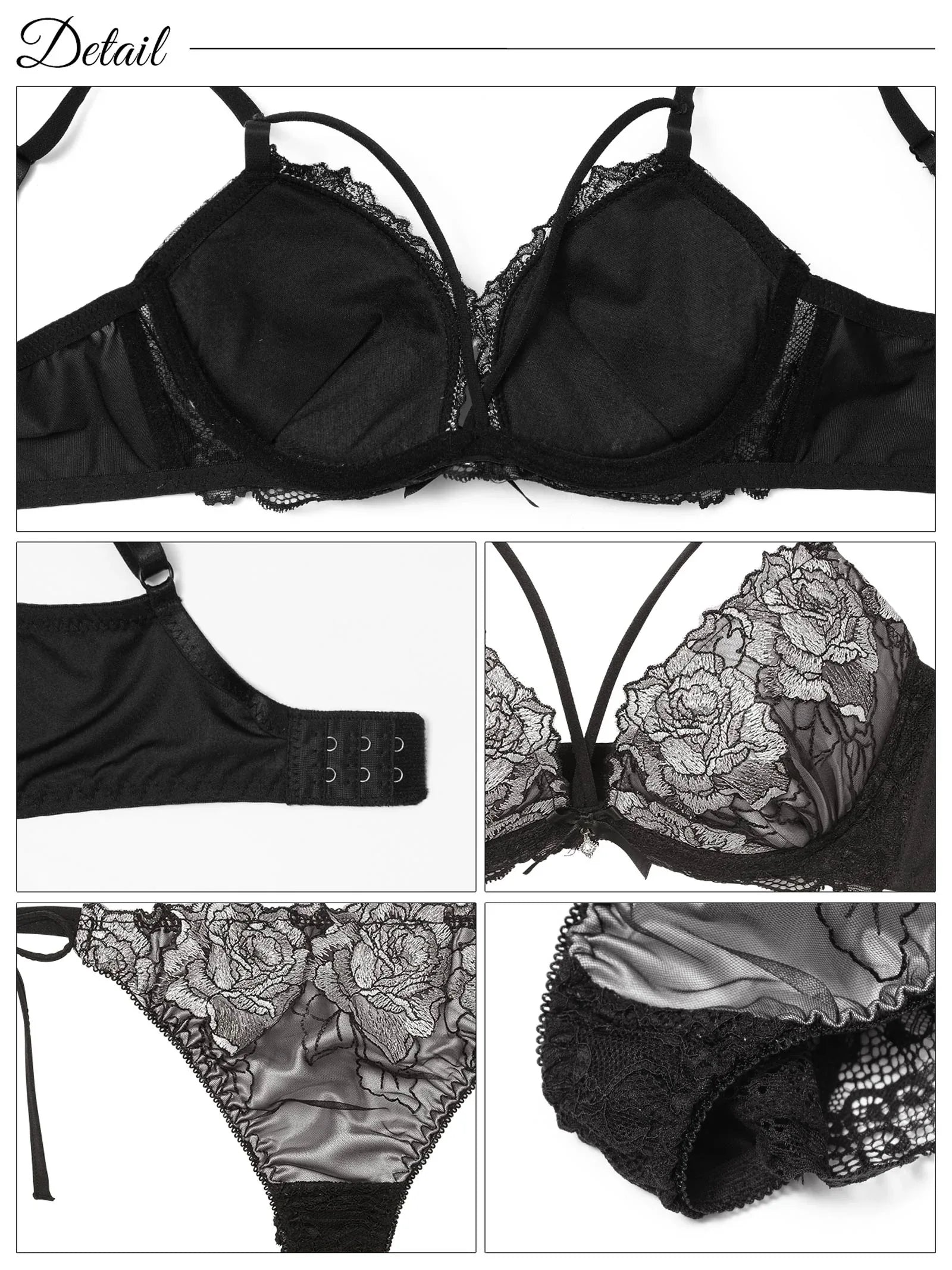 【三上悠亜着用】クラシックモダンローズコード育乳脇高ブラジャー&サイド紐バック透けTバックショーツ - 【公式】247Lingerie