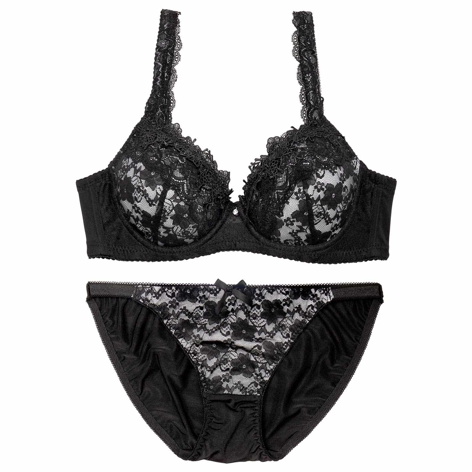 エレガントケミカルレーシィ育乳脇高ブラジャー&フルバックショーツ