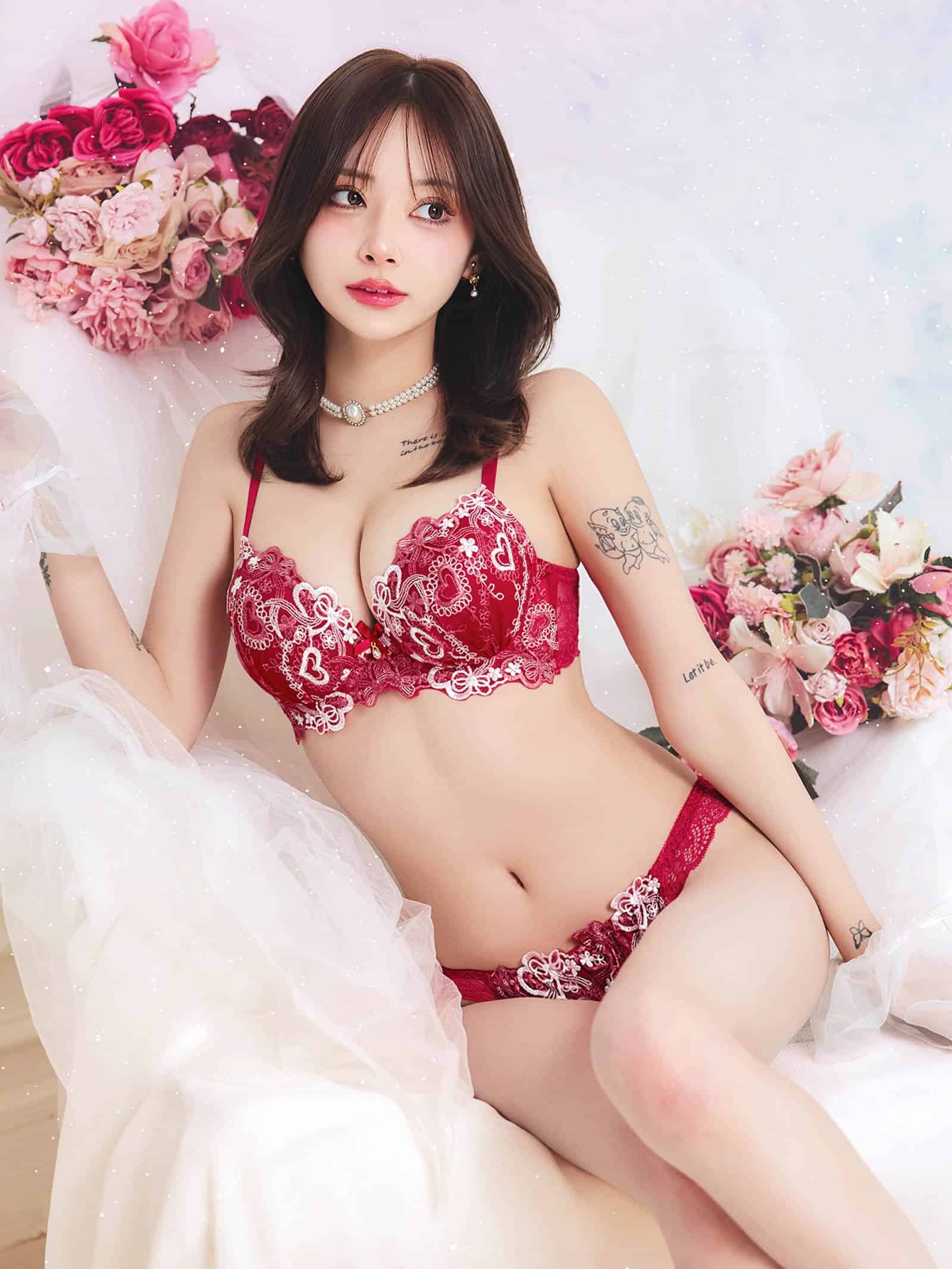 1/29新作!【EFサイズ】スイートロマンティックハート育乳脇高ブラジャー&フルバックショーツ