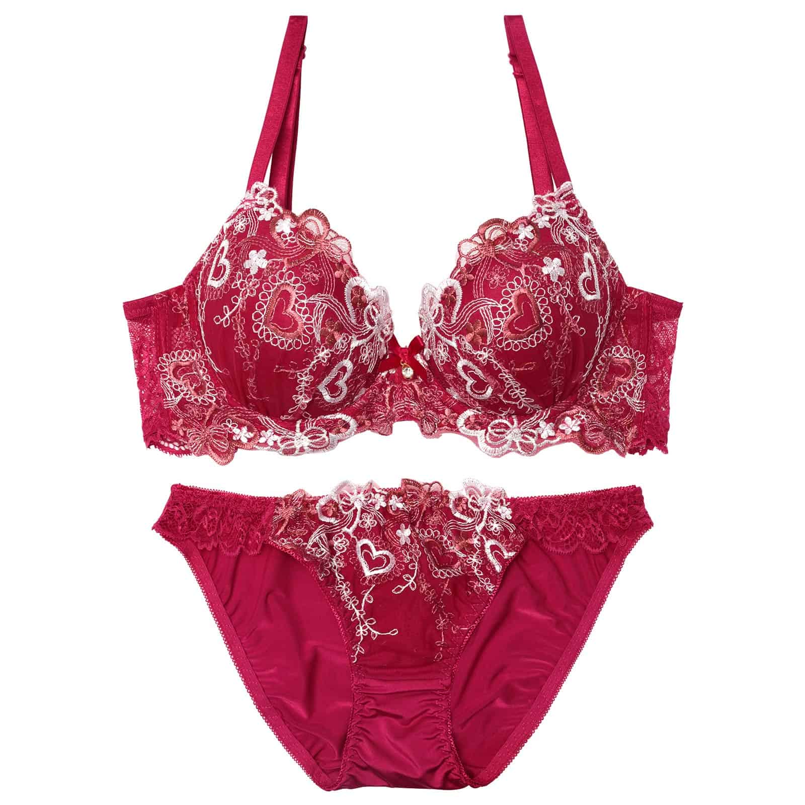 4/16再販!スイートロマンティックハート育乳脇高ブラジャー&フルバックショーツ
