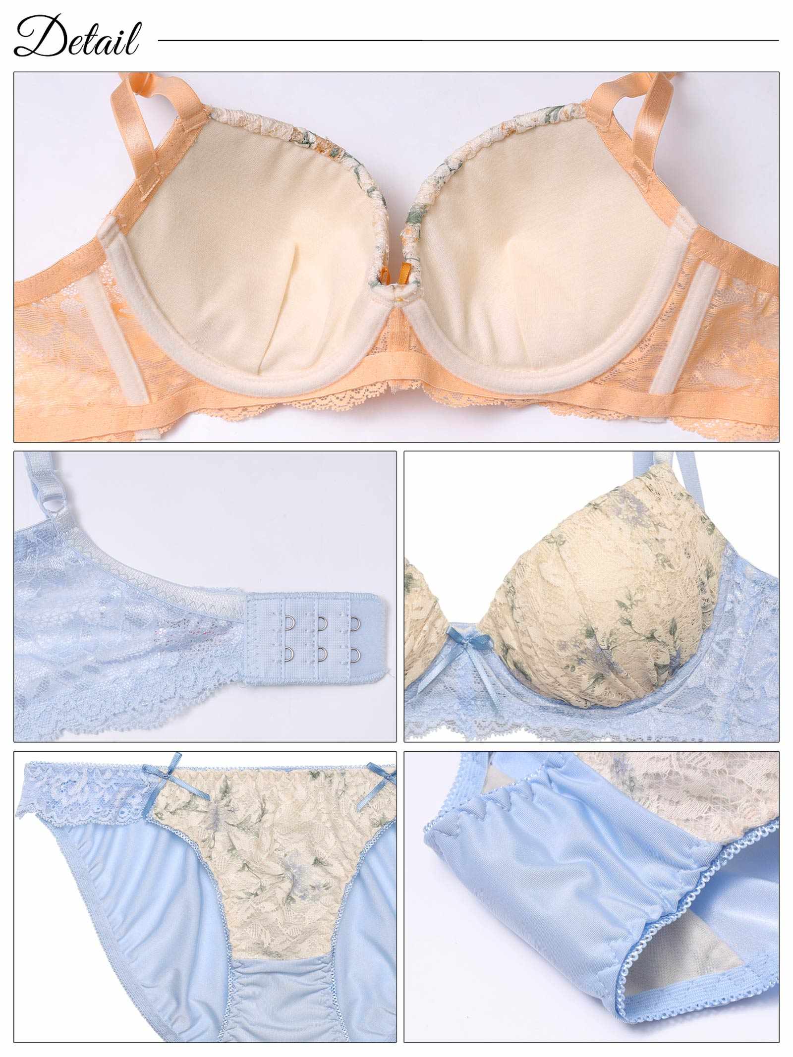 1/31新作!フローラルキュートレース育乳脇高ブラジャー&フルバックショーツ