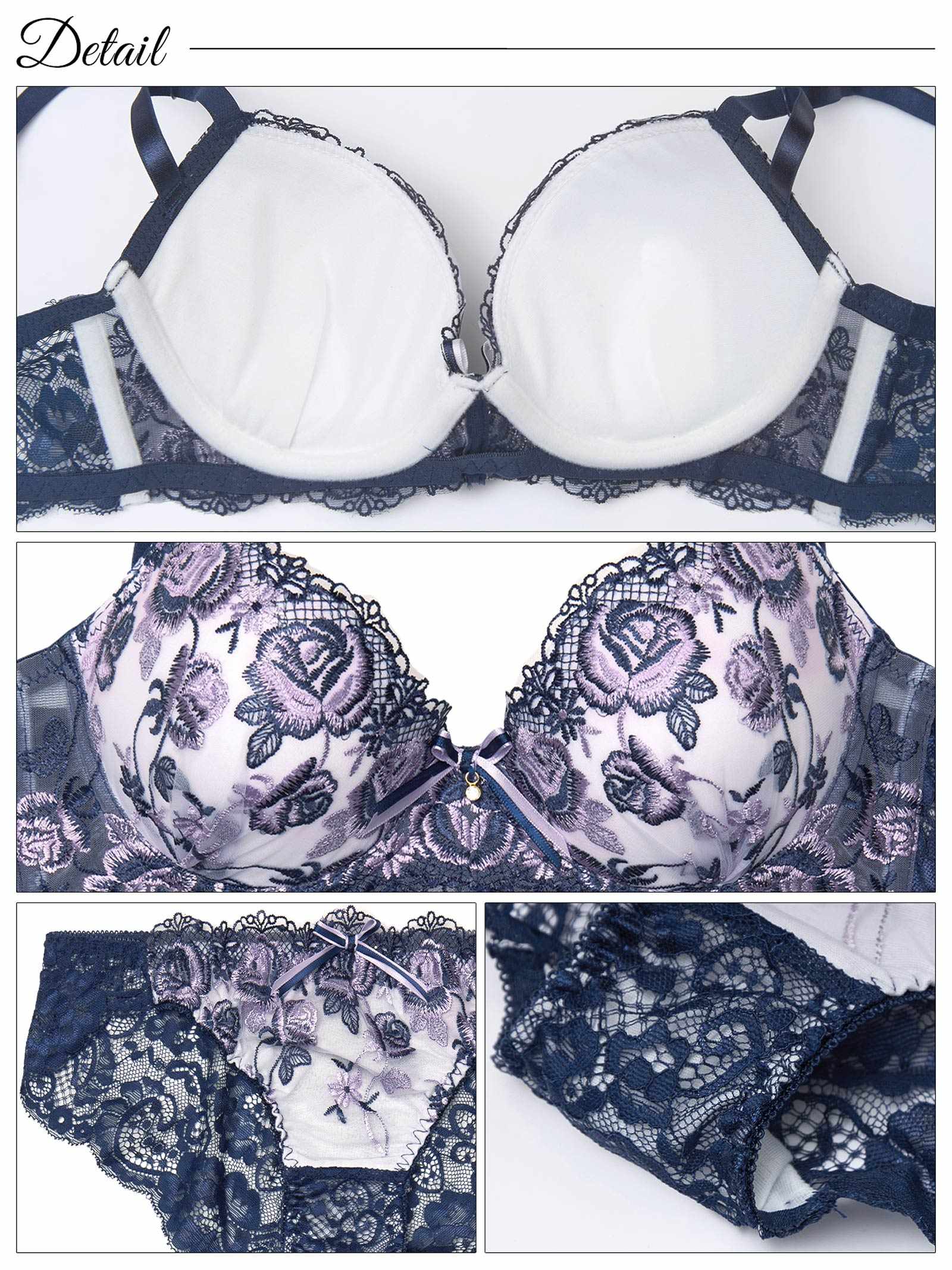 4/7新作!【かとゆり着用】【EFサイズ】グロリアスローズガーデン育乳脇高ブラジャー&バック透けフルバックショーツ