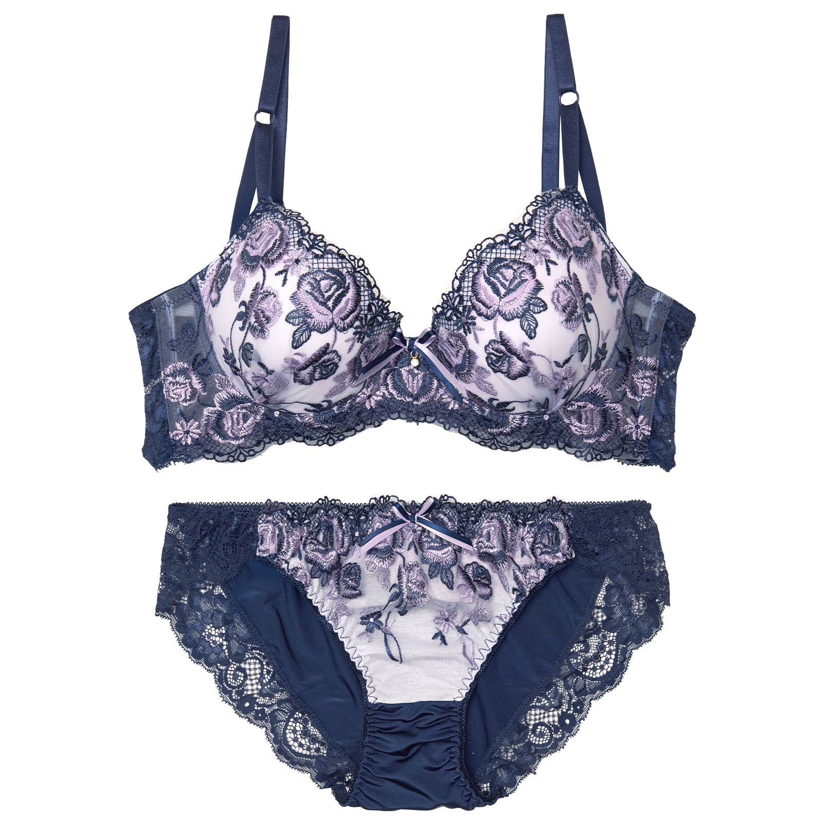 【かとゆり着用】グロリアスローズガーデン育乳脇高ブラジャー&フルバックショーツ