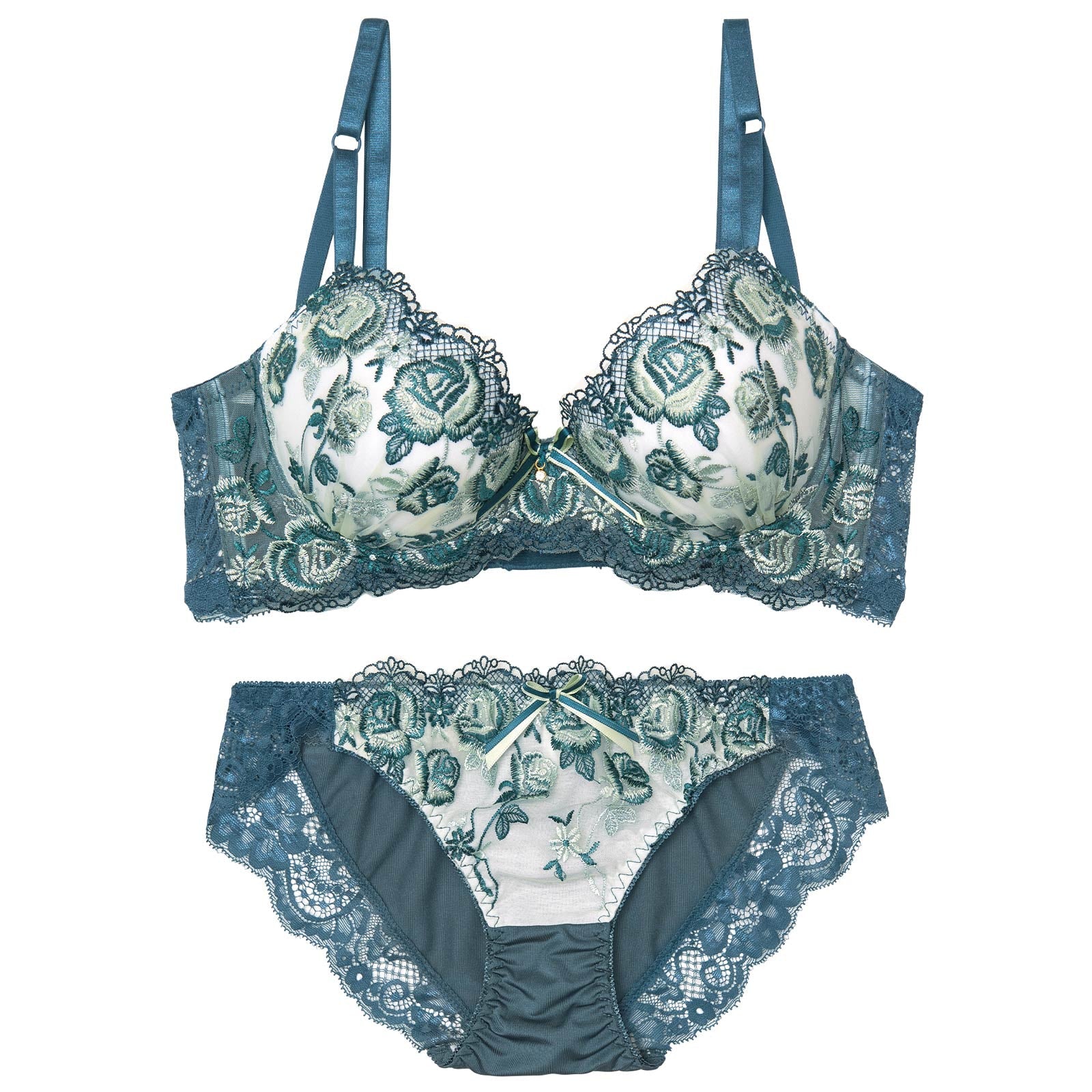 【かとゆり着用】グロリアスローズガーデン育乳脇高ブラジャー&フルバックショーツ