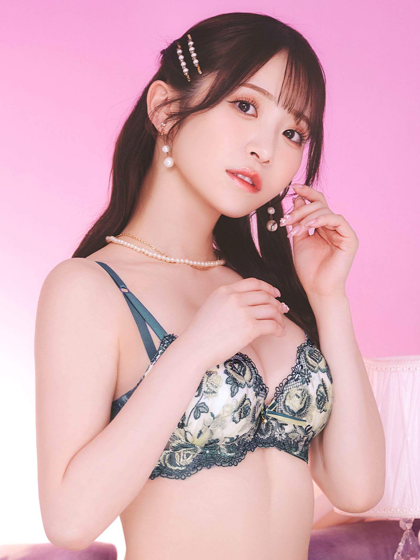 5/7新作!【かとゆり着用】【EFサイズ】グロリアスローズガーデン育乳脇高ブラジャー&フルバックショーツ