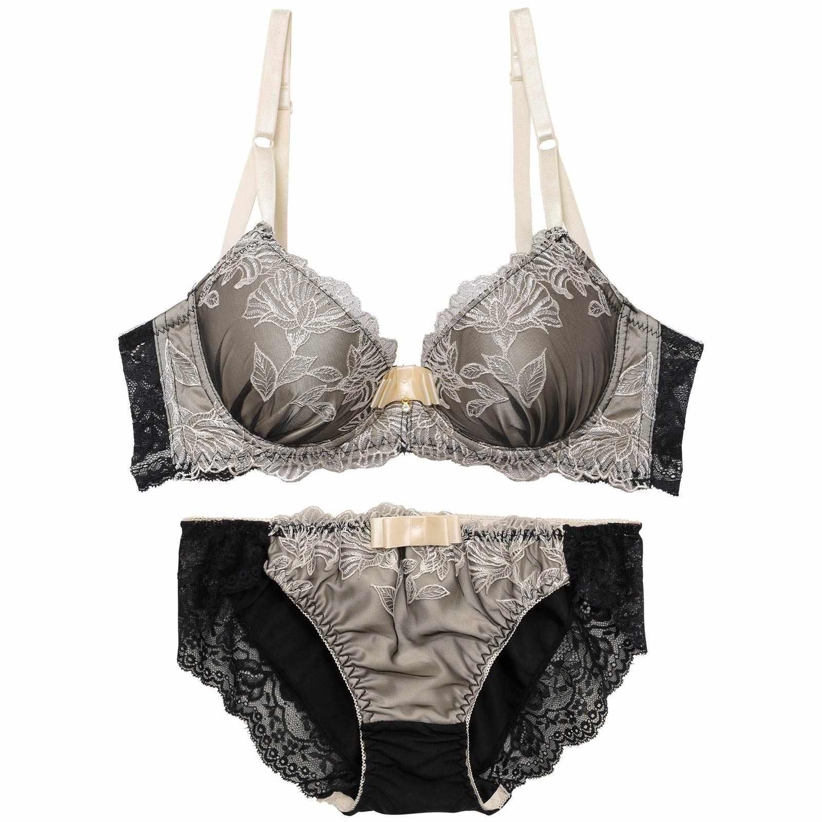 【三上悠亜着用】シックボタニカルフラワー育乳脇高ブラジャー&フルバックショーツ - 【公式】247Lingerie