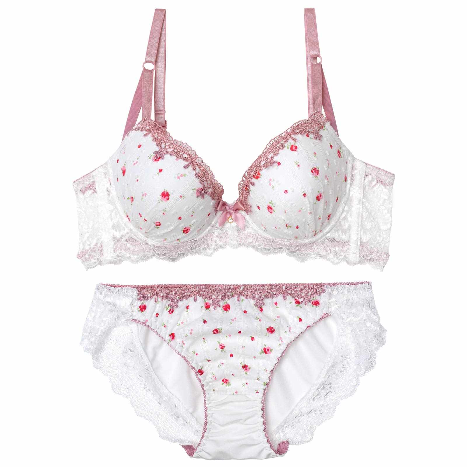 ガーリープチローズ育乳脇高ブラジャー&フルバックショーツ