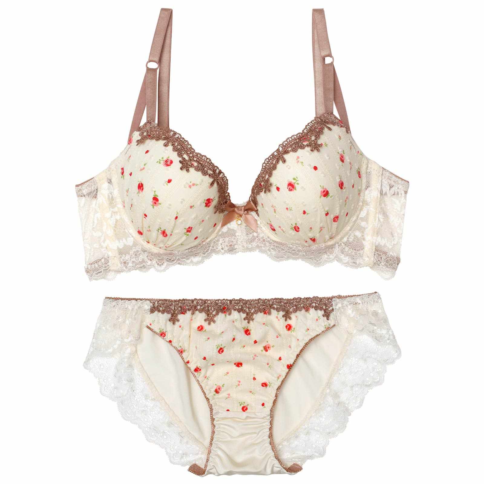 ガーリープチローズ育乳脇高ブラジャー&フルバックショーツ