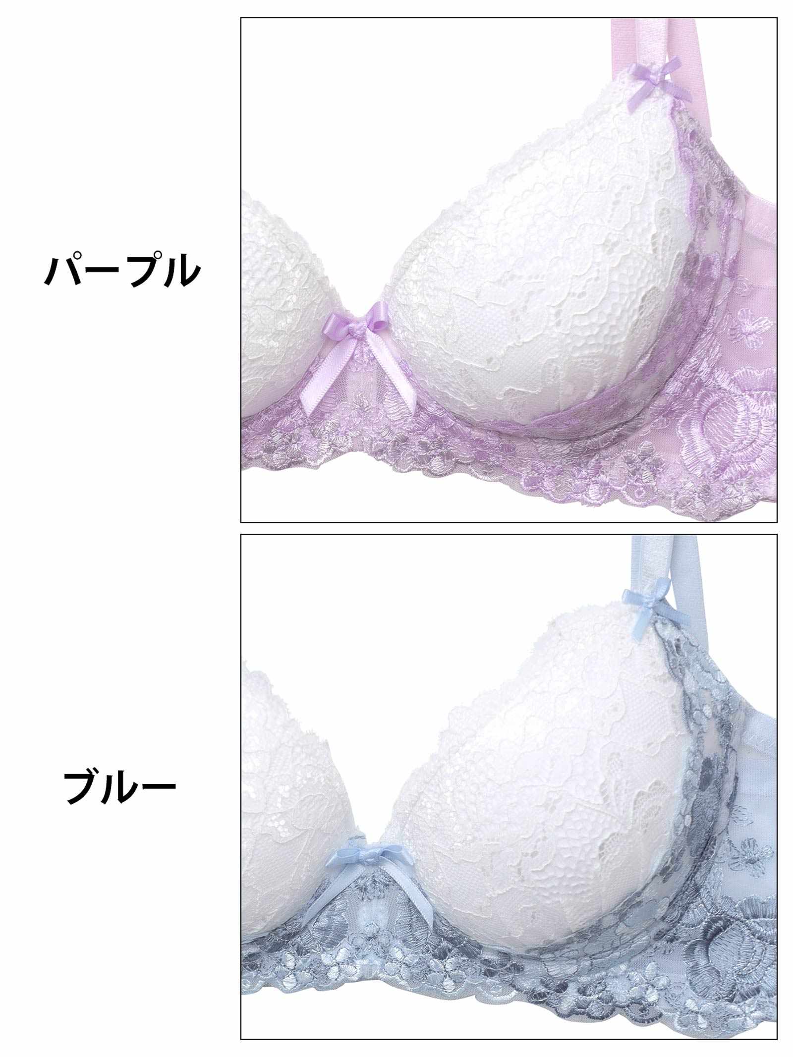 4/14新作!フェミニンレースブルーミング育乳脇高ブラジャー&フルバックショーツ