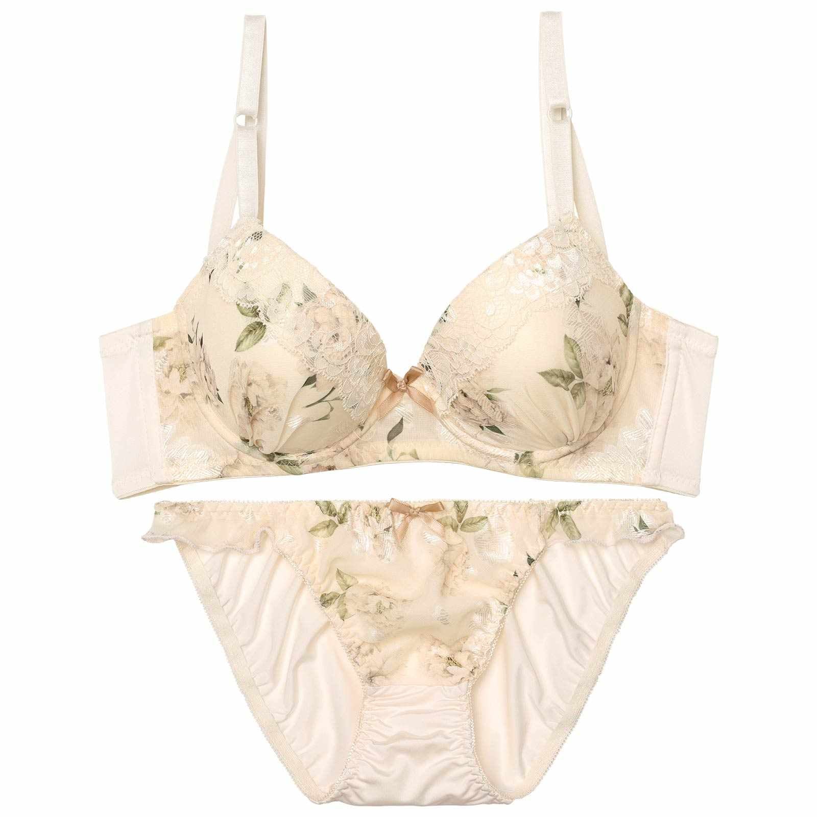 ナチュラルキュートブルーム育乳脇高ブラジャー&フルバックショーツ