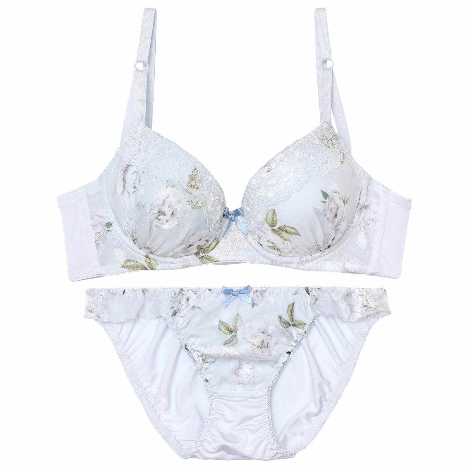 ナチュラルキュートブルーム育乳脇高ブラジャー&フルバックショーツ