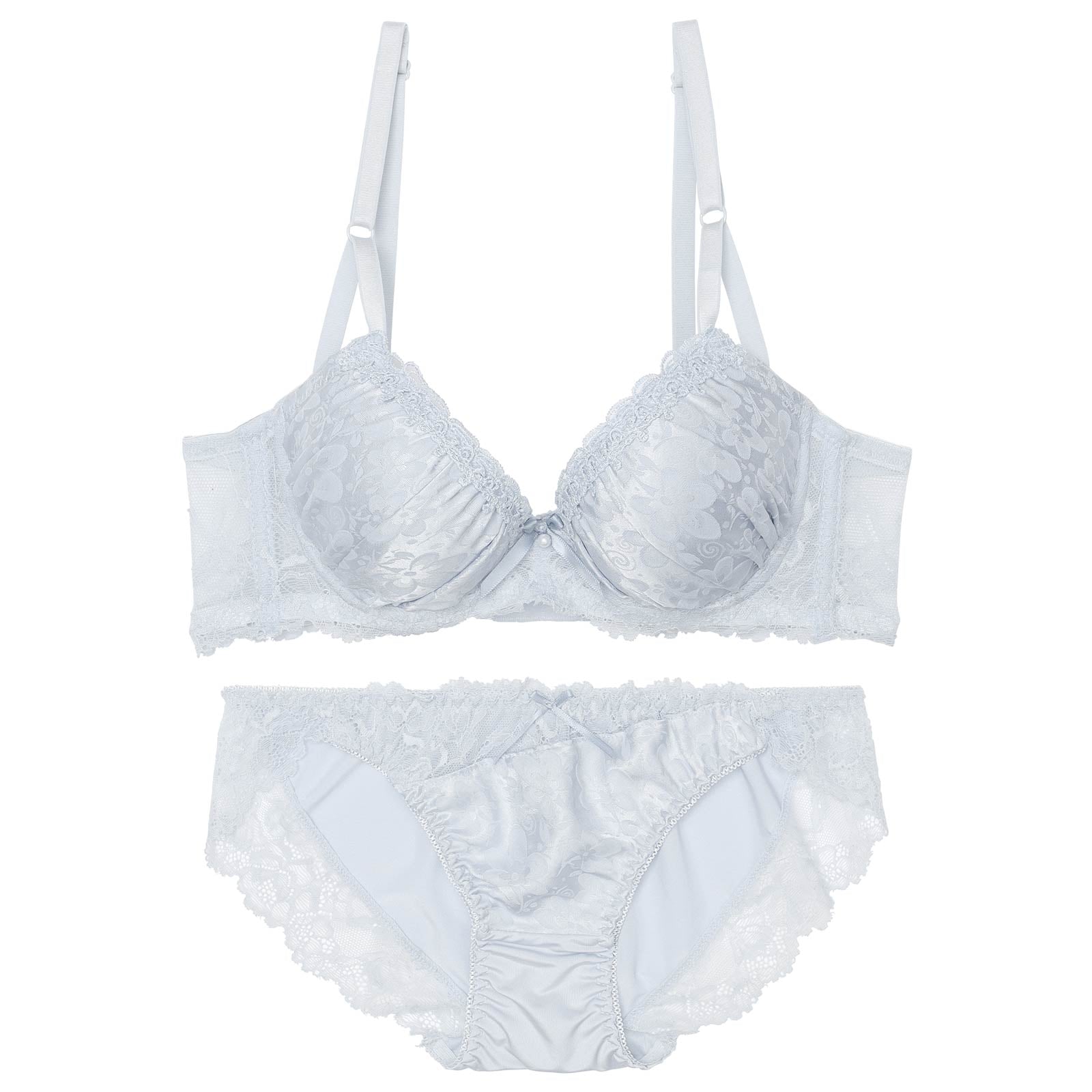 レトロフラワーパール育乳脇高ブラジャー&フルバックショーツ