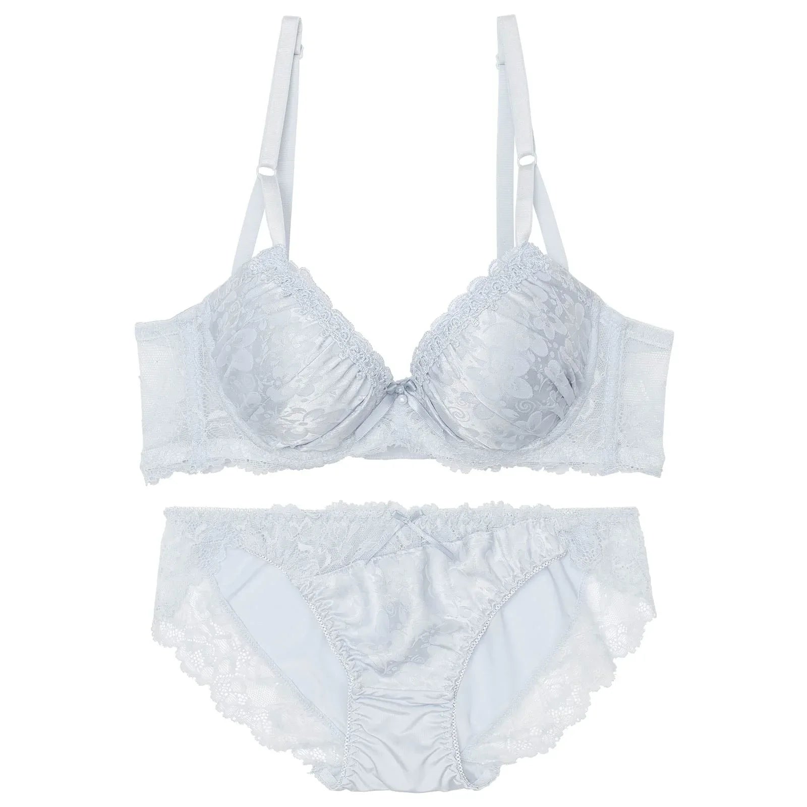 レトロフラワーパール育乳脇高ブラジャー&フルバックショーツ - 【公式】247Lingerie