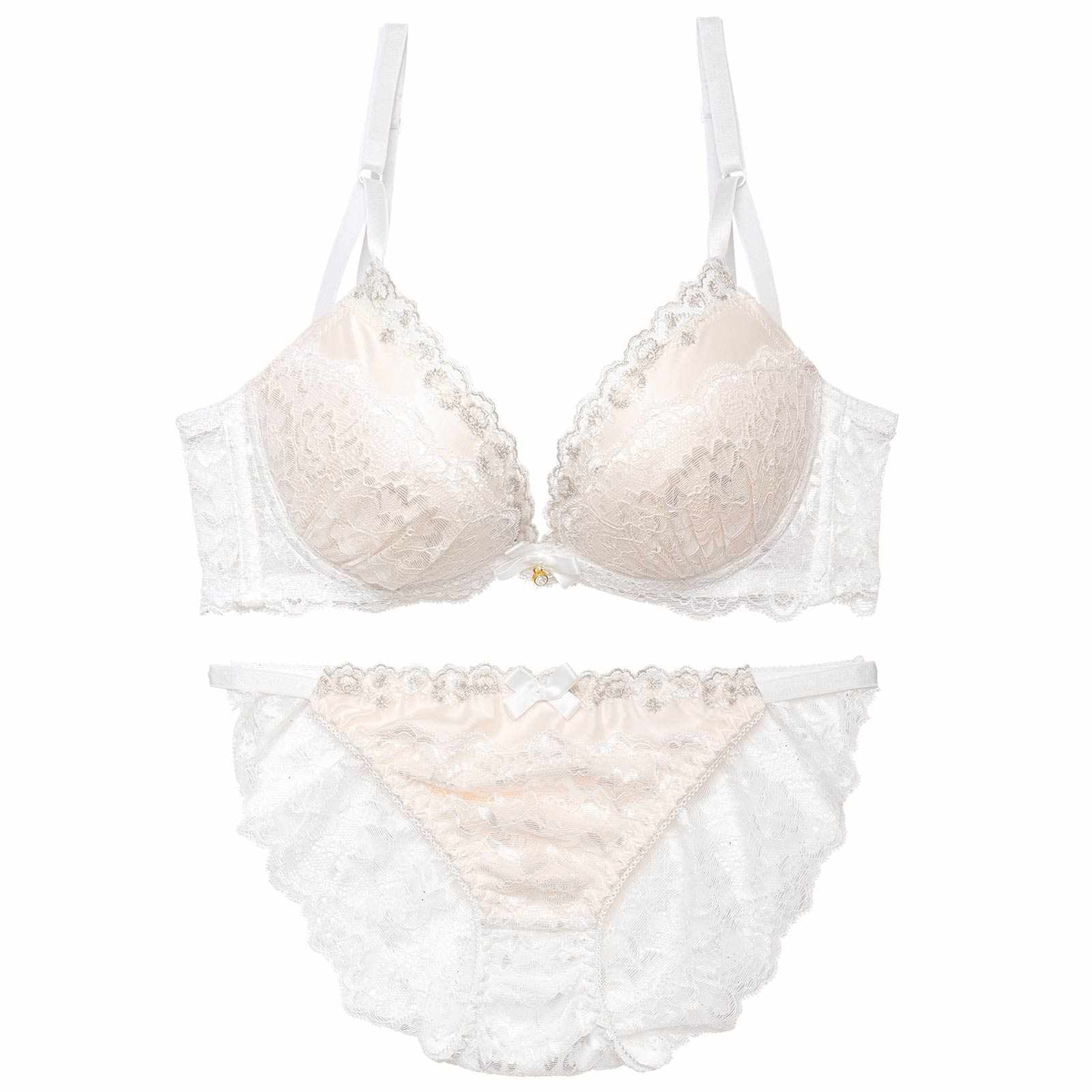 11/18再販!エレガンスシアーレース育乳脇高ブラジャー&バック透けフルバックショーツ