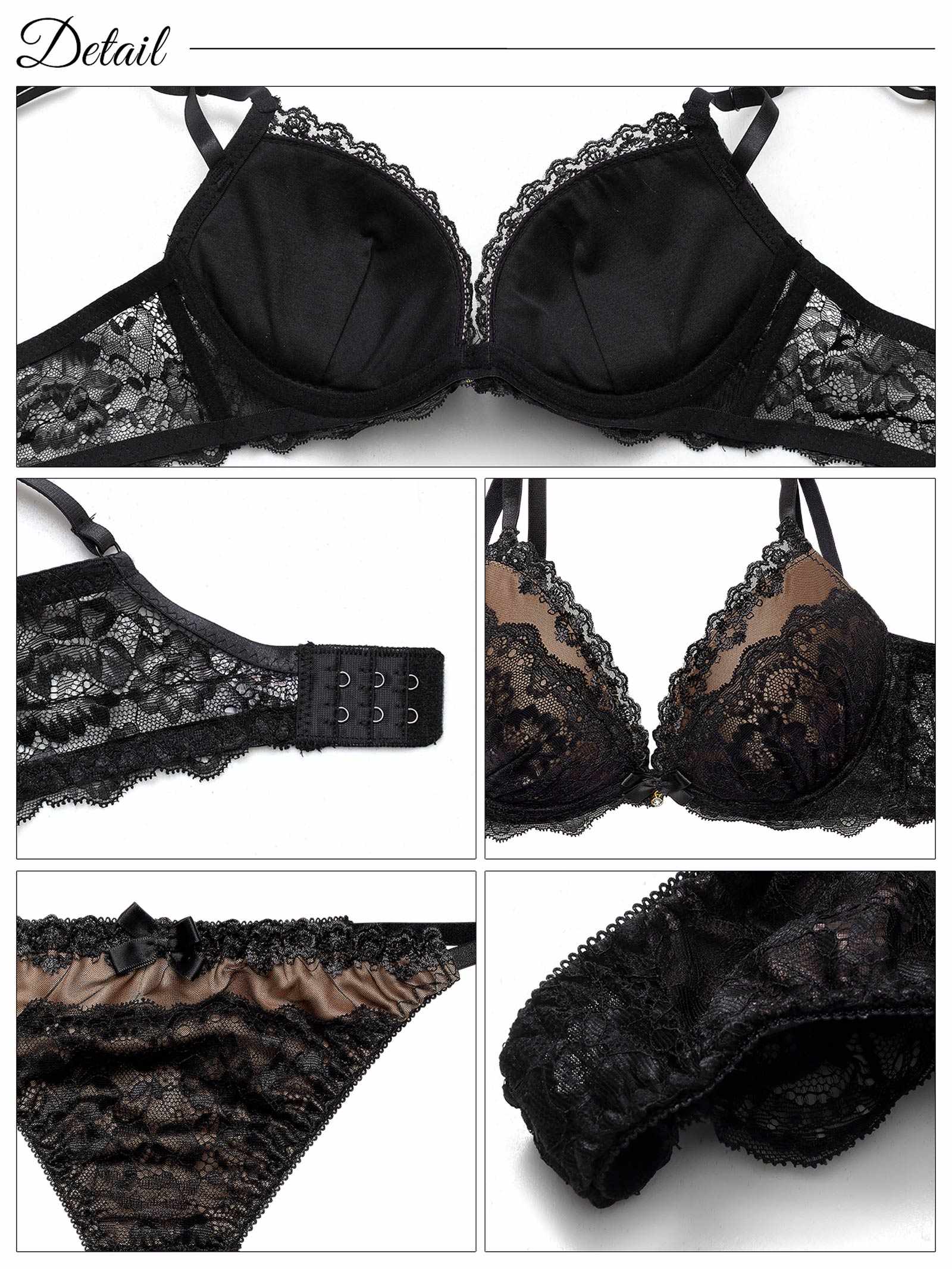 4/30新作!エレガンスシアーレース育乳脇高ブラジャー&バック透けTバックショーツ