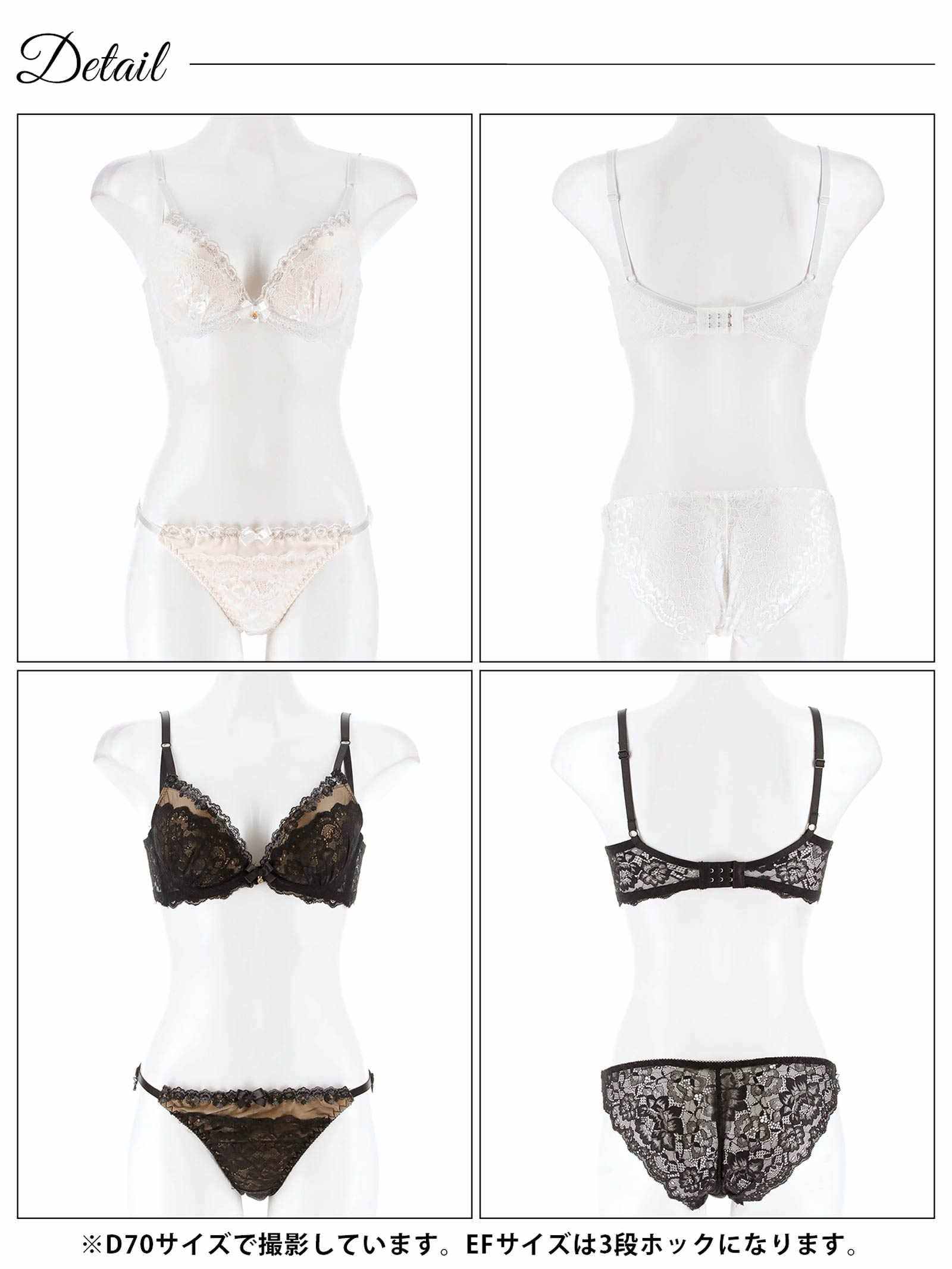 4/30新作!【EFサイズ】エレガンスシアーレース育乳脇高ブラジャー&バック透けフルバックショーツ