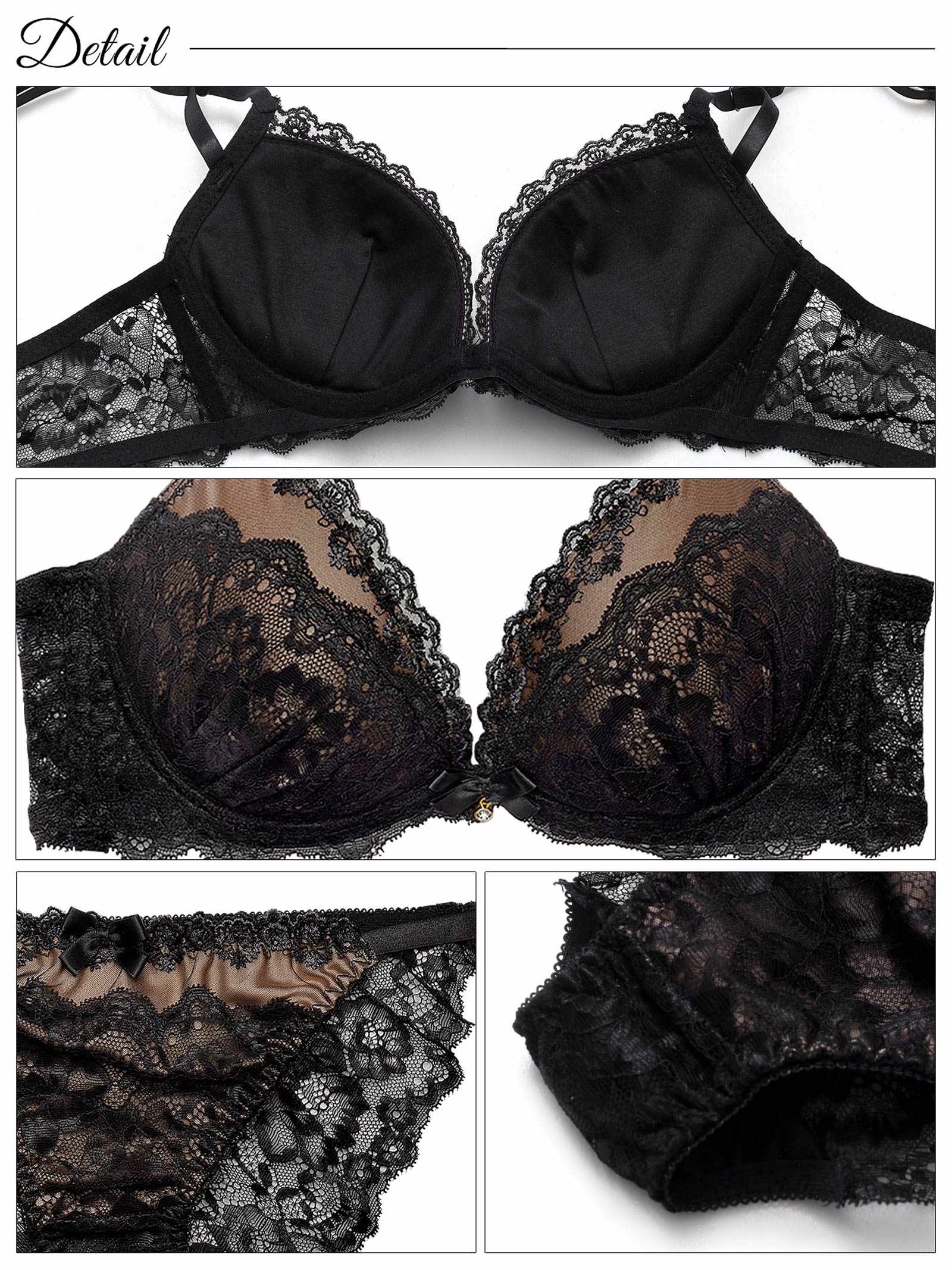 4/30新作!【EFサイズ】エレガンスシアーレース育乳脇高ブラジャー&バック透けフルバックショーツ