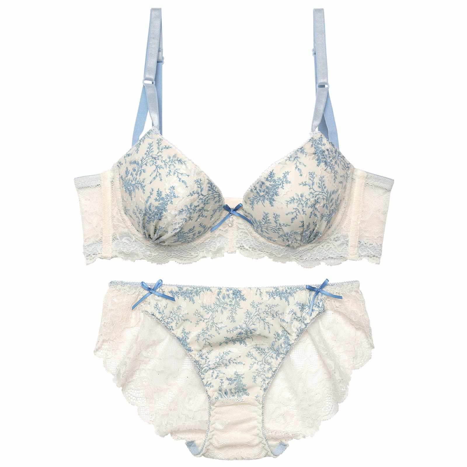 アンティークレーシィアイビー育乳脇高ブラジャー&バック透けフルバックショーツ