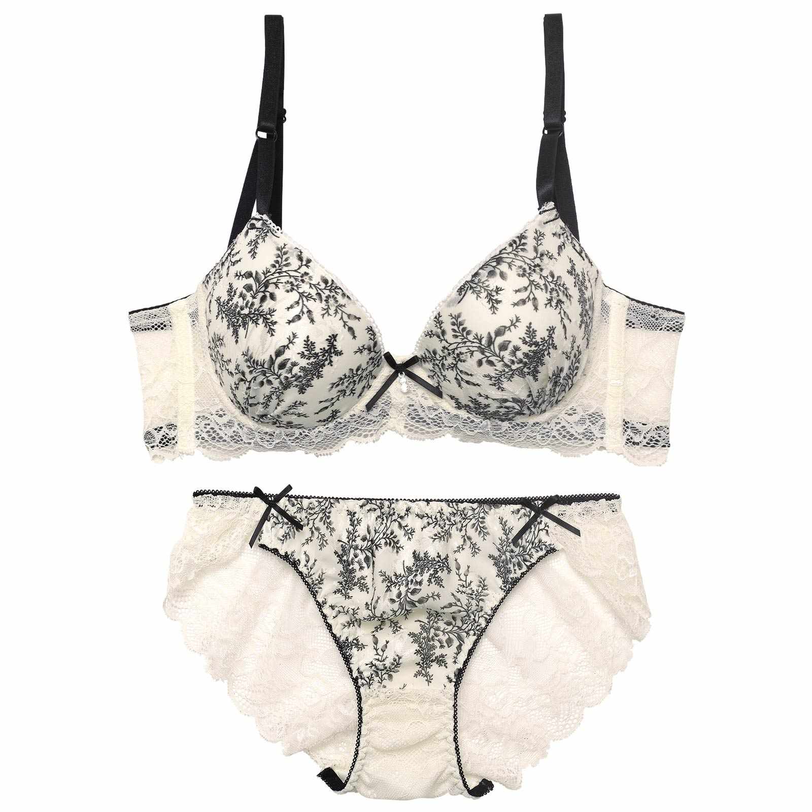 アンティークレーシィアイビー育乳脇高ブラジャー&バック透けフルバックショーツ