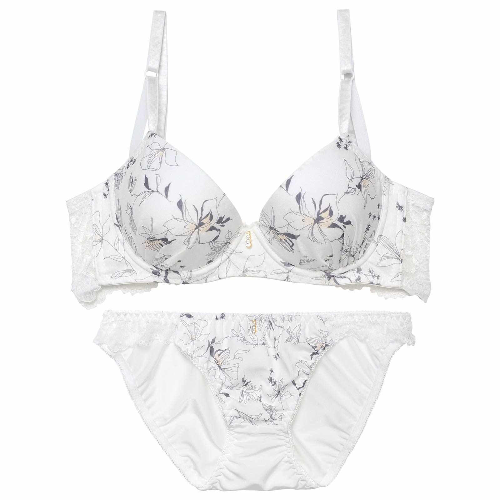 メロウボタニカルフラワー育乳脇高ブラジャー&フルバックショーツ - 【公式】247Lingerie