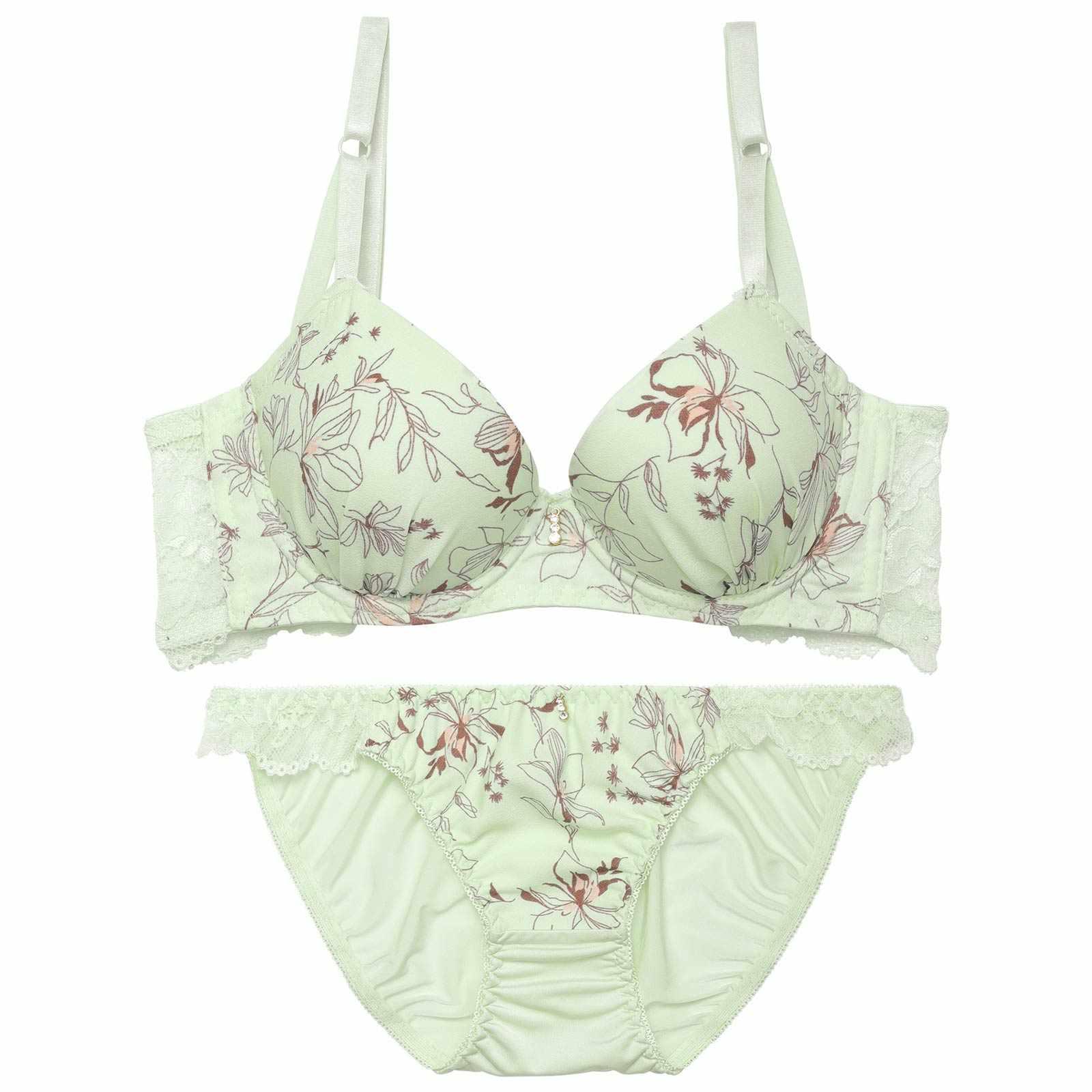 メロウボタニカルフラワー育乳脇高ブラジャー&フルバックショーツ - 【公式】247Lingerie