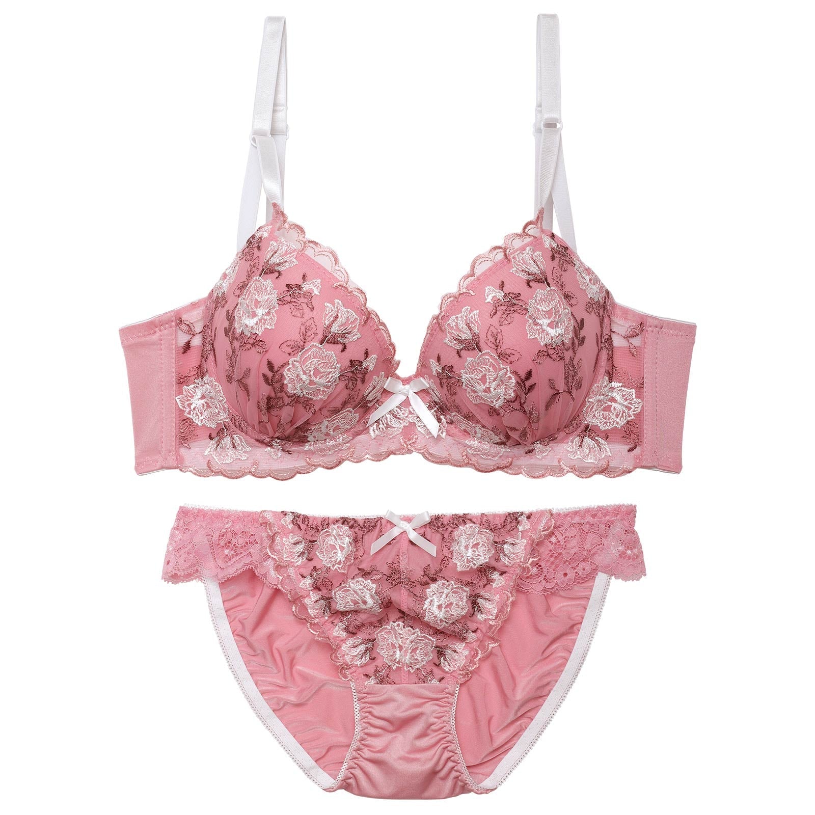 ドルチェローズエンブロイダリー育乳脇高ブラジャー&フルバックショーツ