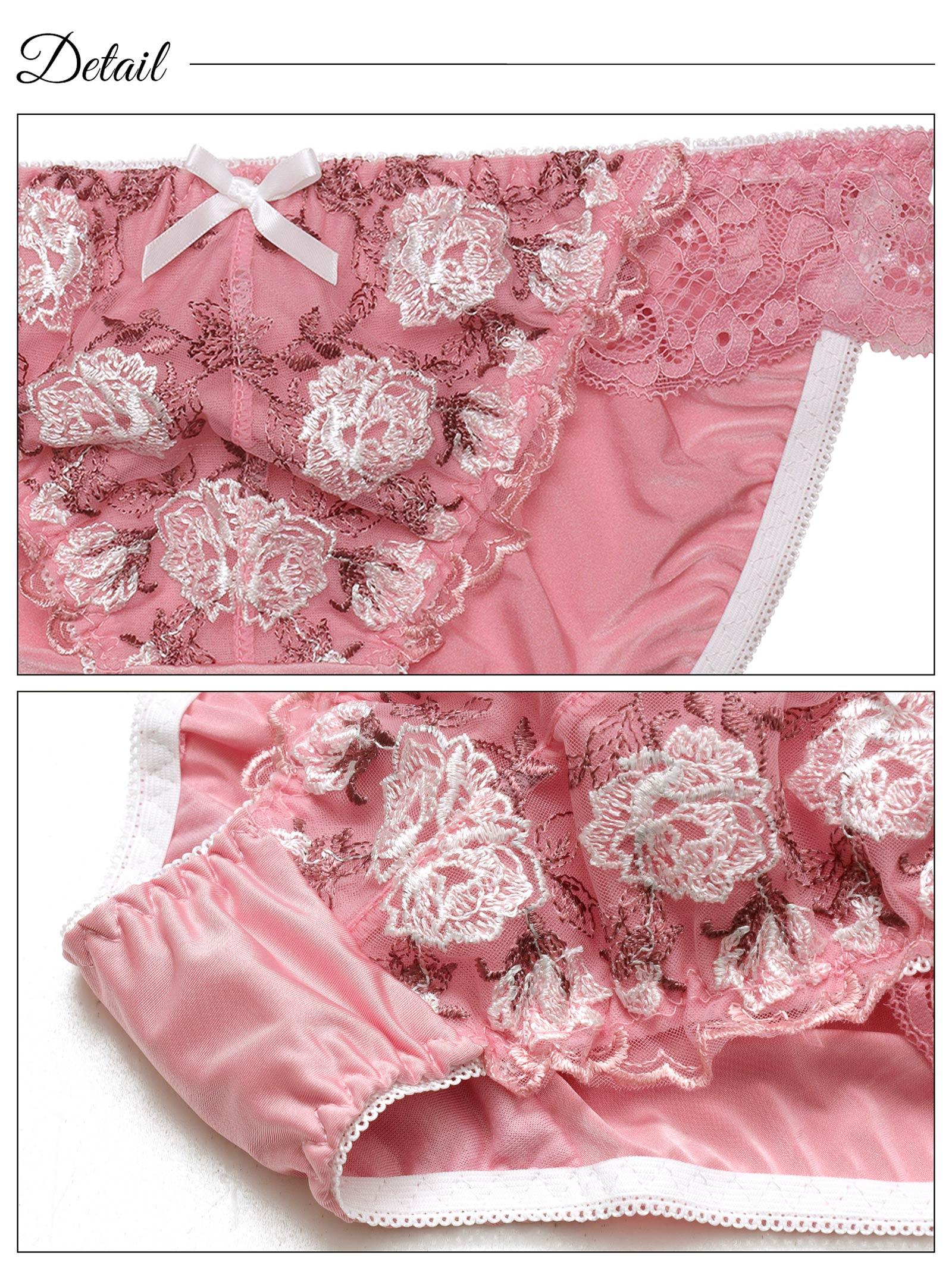ドルチェローズエンブロイダリー育乳脇高ブラジャー&フルバックショーツ - 【公式】247Lingerie