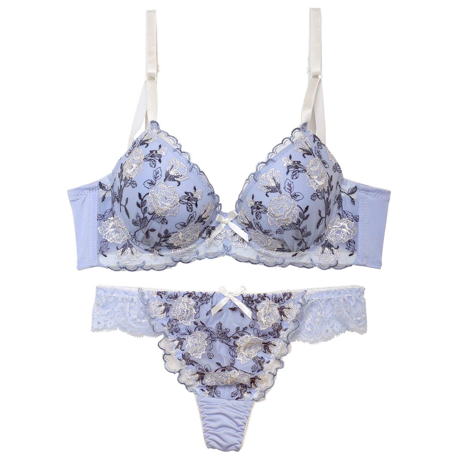 ドルチェローズエンブロイダリー育乳脇高ブラジャー&Tバックショーツ