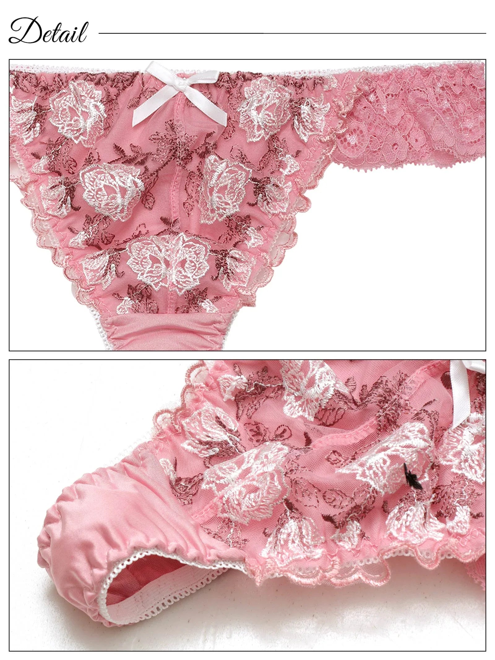 【EFサイズ】ドルチェローズエンブロイダリー育乳脇高ブラジャー&Tバックショーツ - 【公式】247Lingerie
